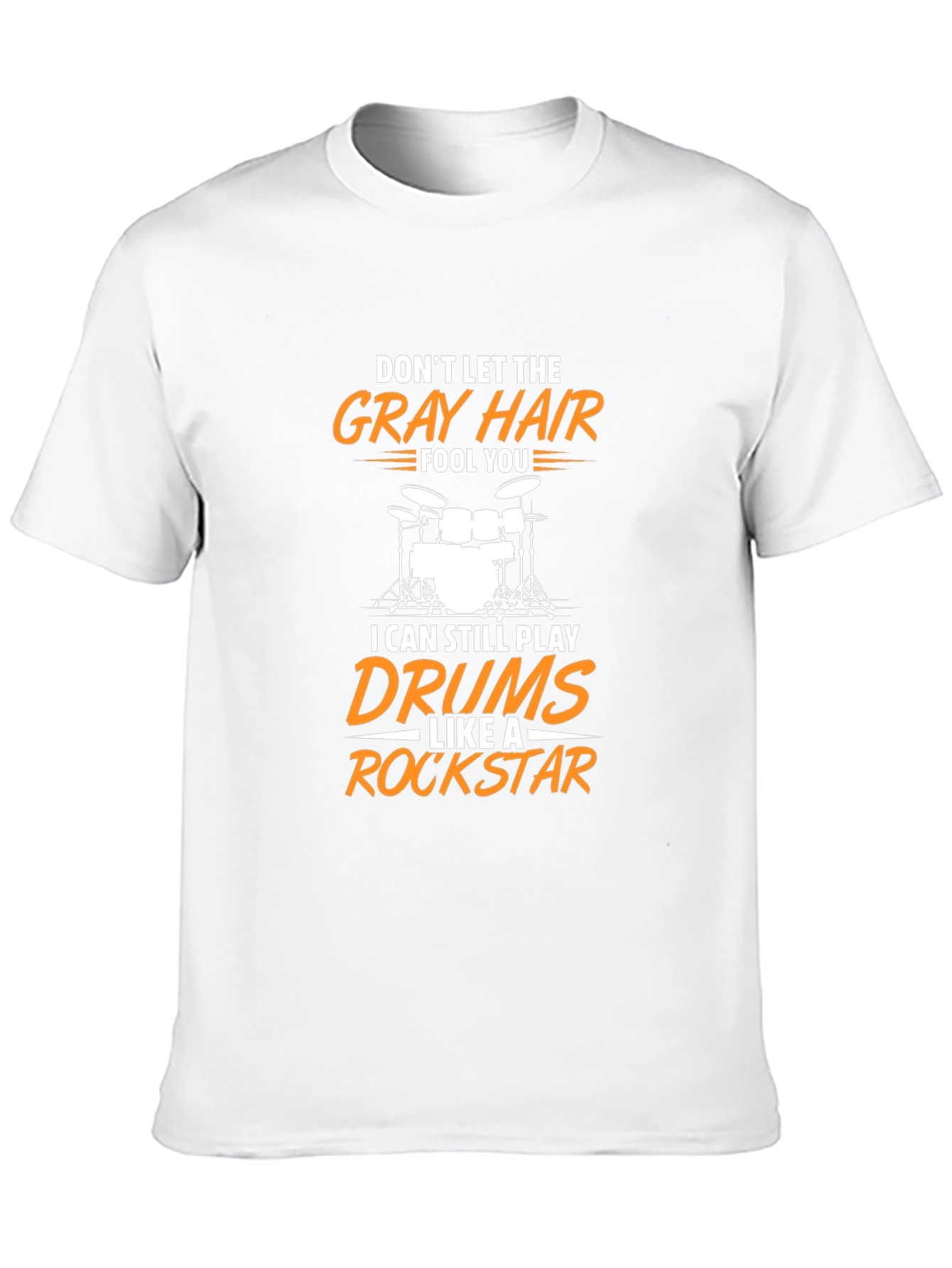 Black Gray Hair Drummer T-Shirt - Rock Star Style view 10