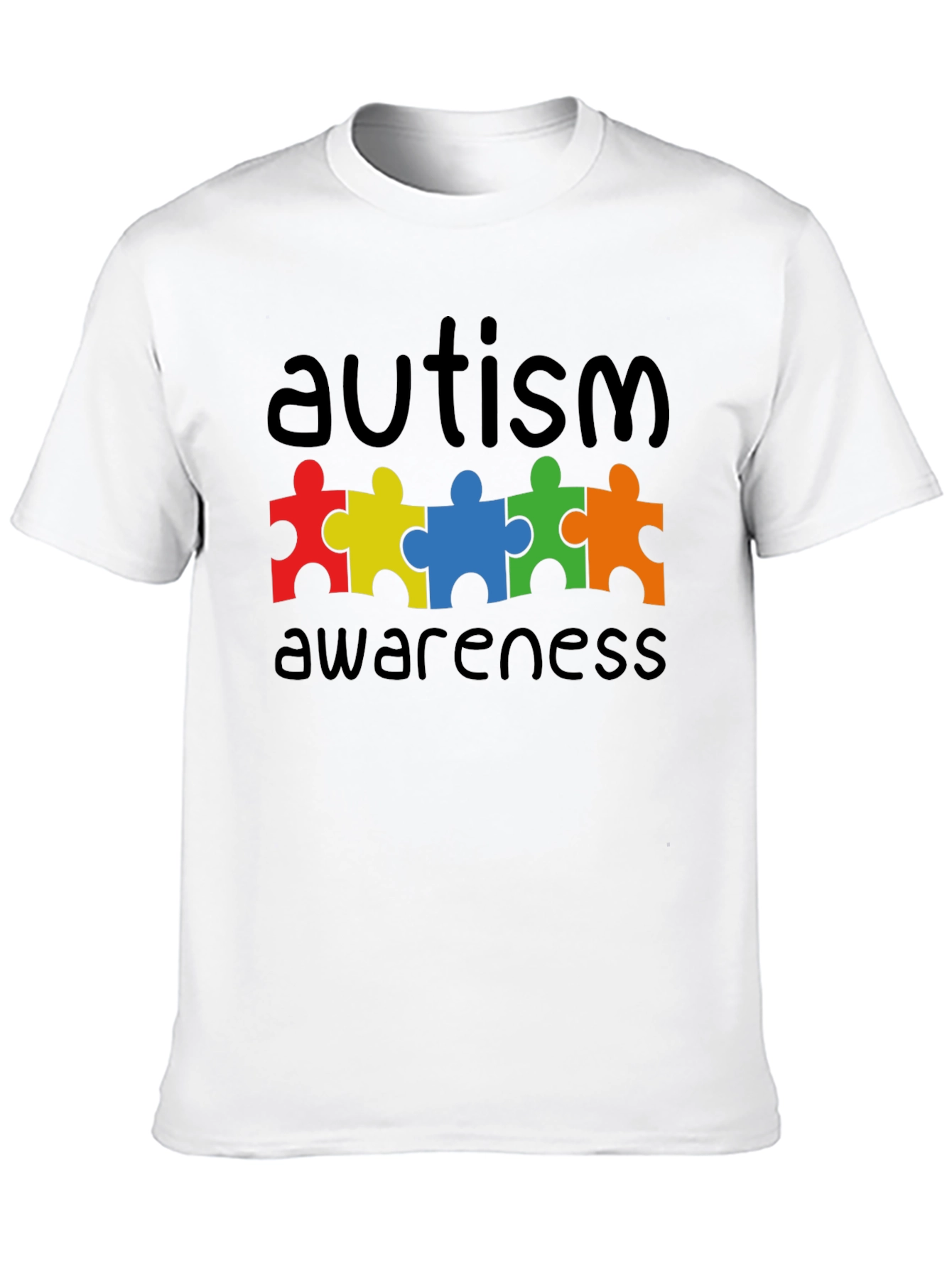 Black Autism Awareness Puzzle Piece Graphic T-Shirt view 10