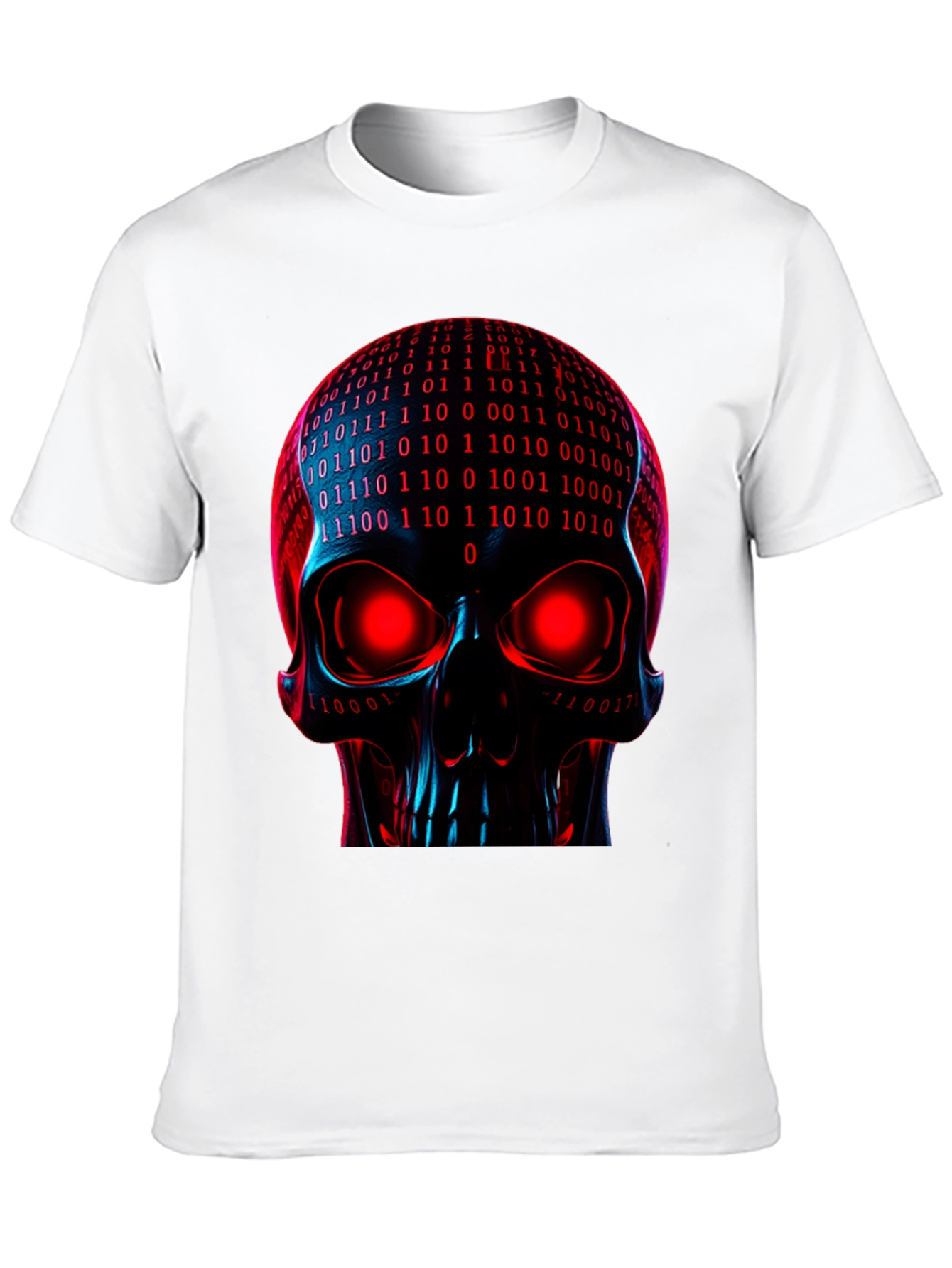 Black Cyber Skull Graphic Tee - Binary Code Skull view 10