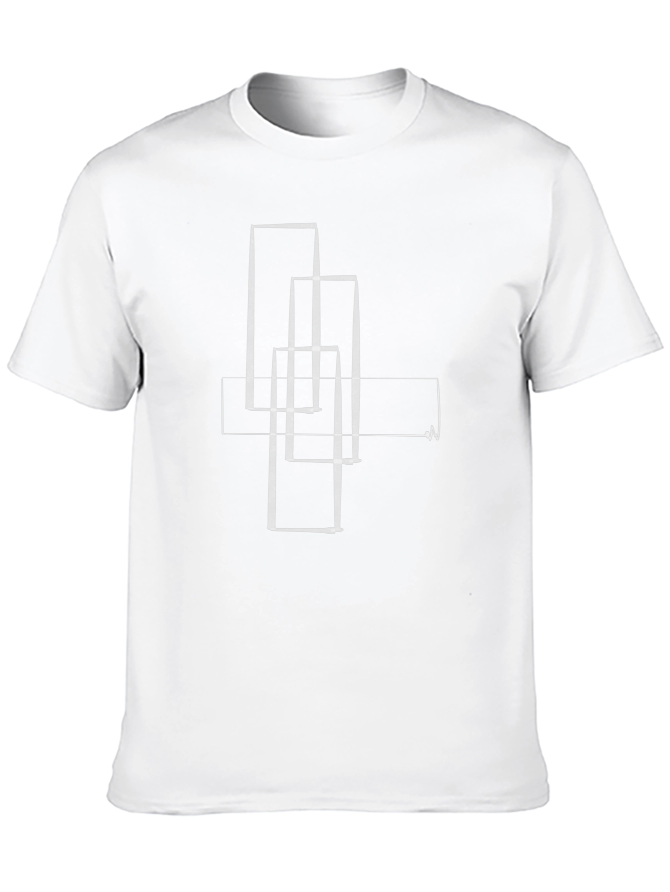 Black Abstract Geometric Line Art T-Shirt view 10