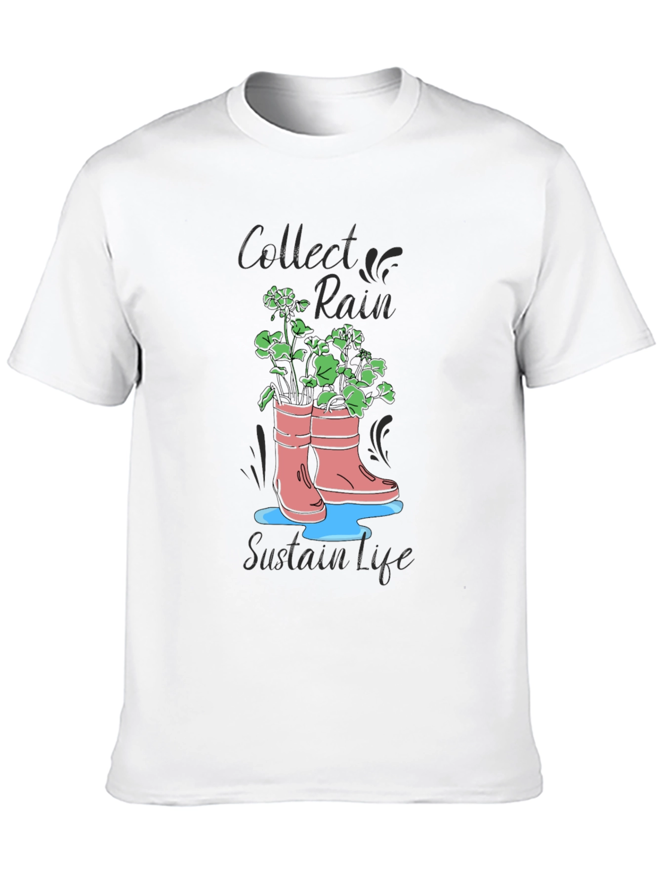 Black Rain Boots Graphic T-Shirt - Collect Rain, Sustain Life view 10