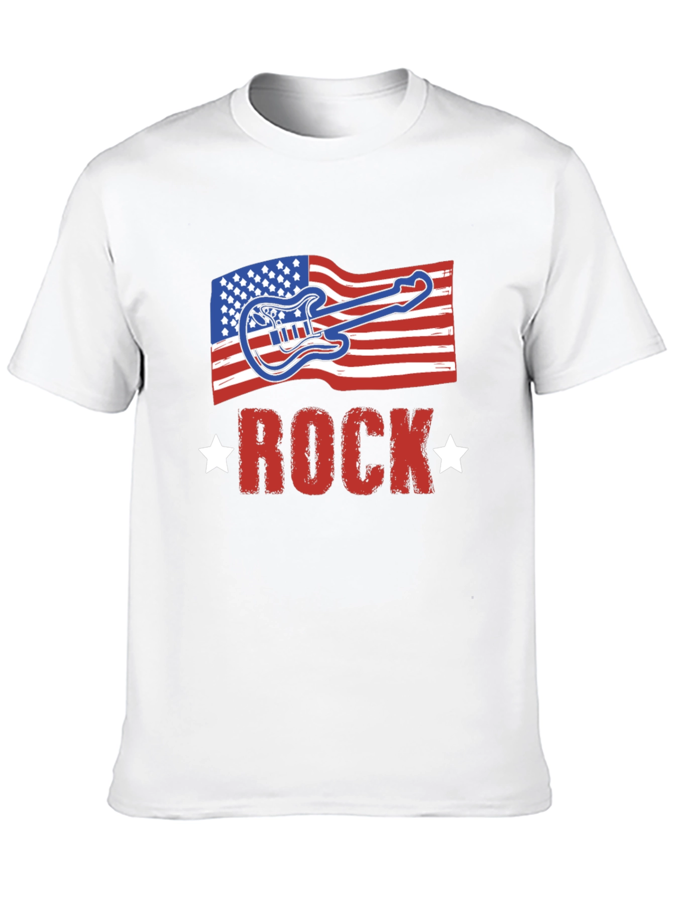 Black American Flag Rock Guitar Black T-Shirt view 10