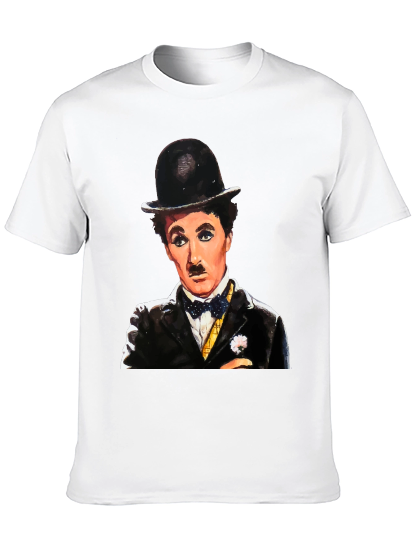 Black Charlie Chaplin Graphic Tee - Classic Film Icon T-Shirt view 10