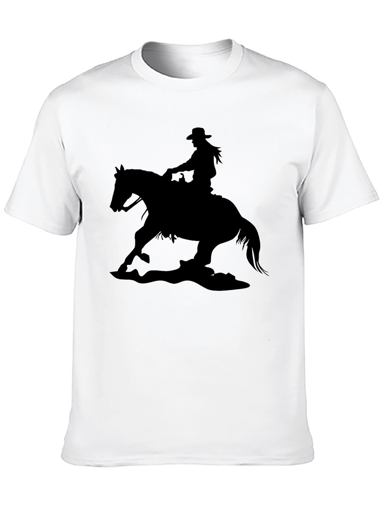 Black Cowgirl Horse Silhouette Black T-Shirt view 10