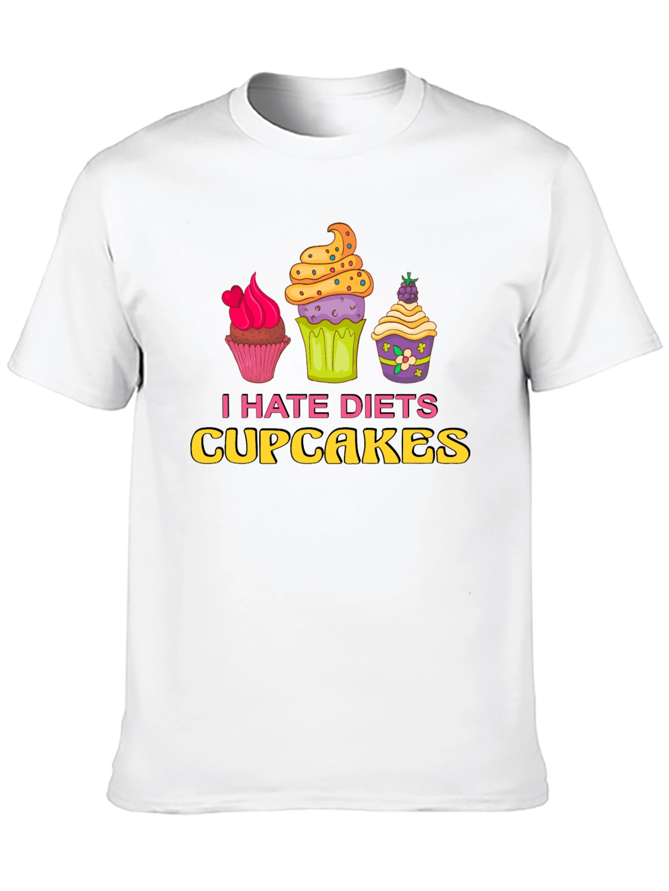 Black I Hate Diets Cupcakes Funny Graphic T-Shirt view 10