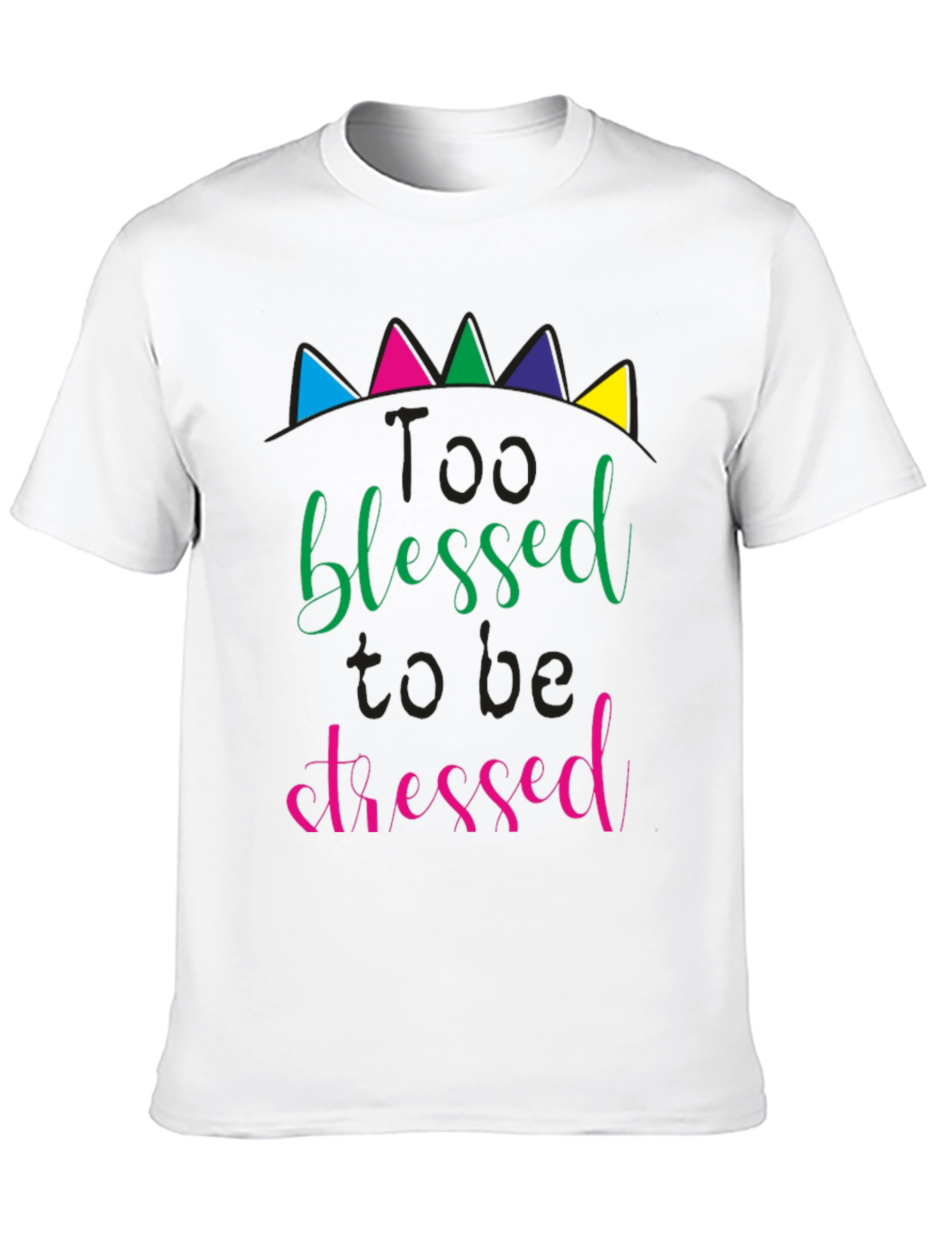 Black Too Blessed to be Stressed Black T-Shirt view 10