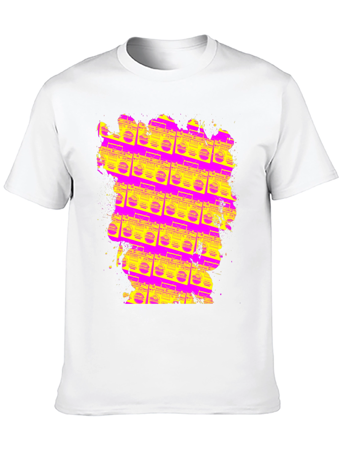 Black Retro Boombox T-Shirt - Vivid 80s Style view 10