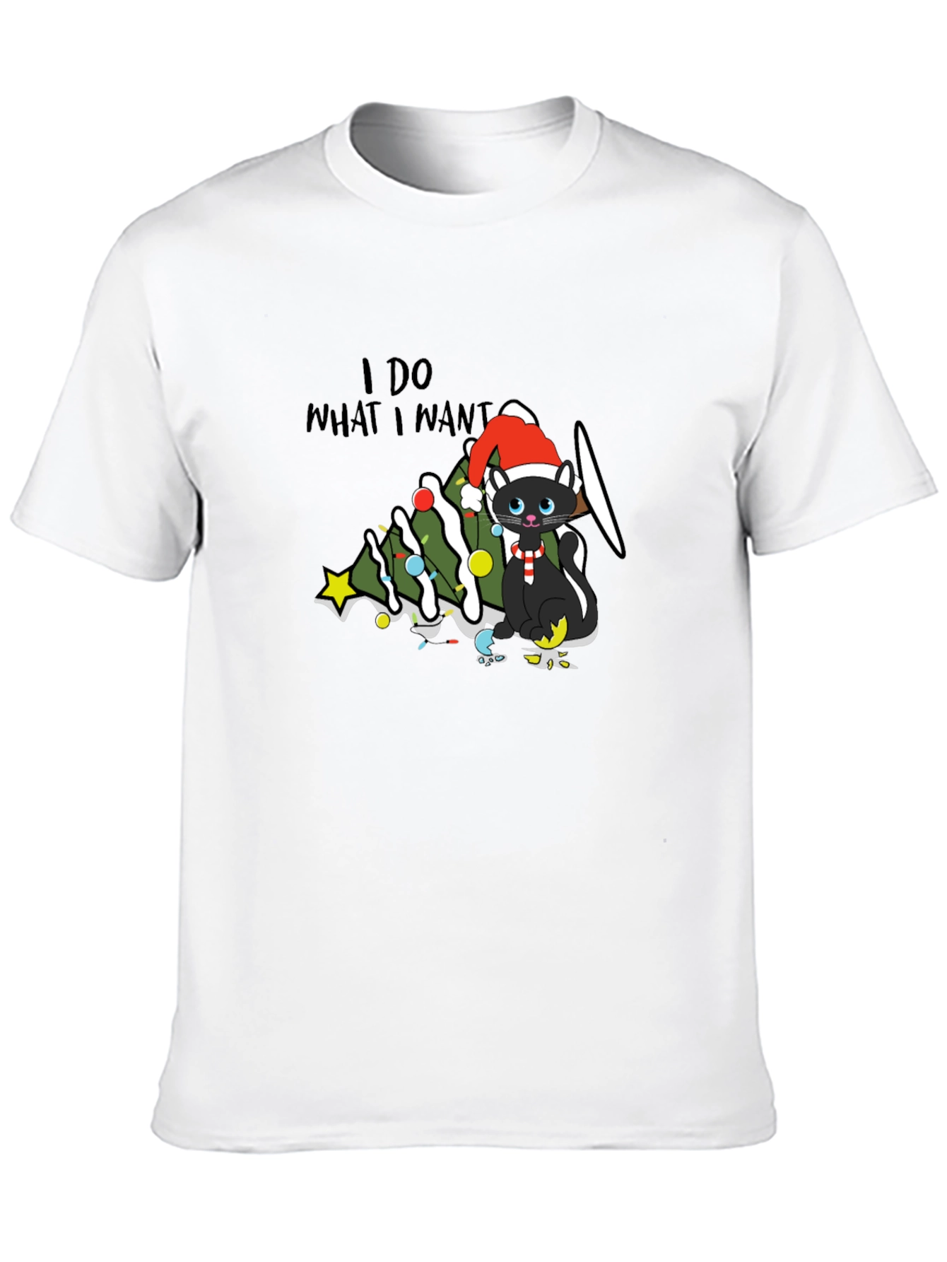 Black I Do What I Want Christmas Cat T-Shirt view 10