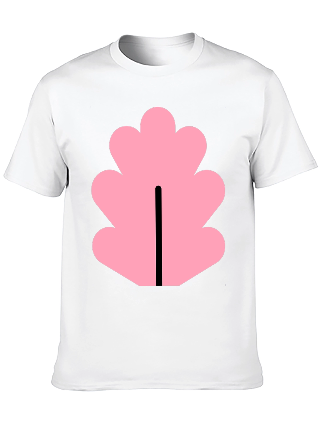 Black Black T-Shirt with Pink Leaf Design view 10
