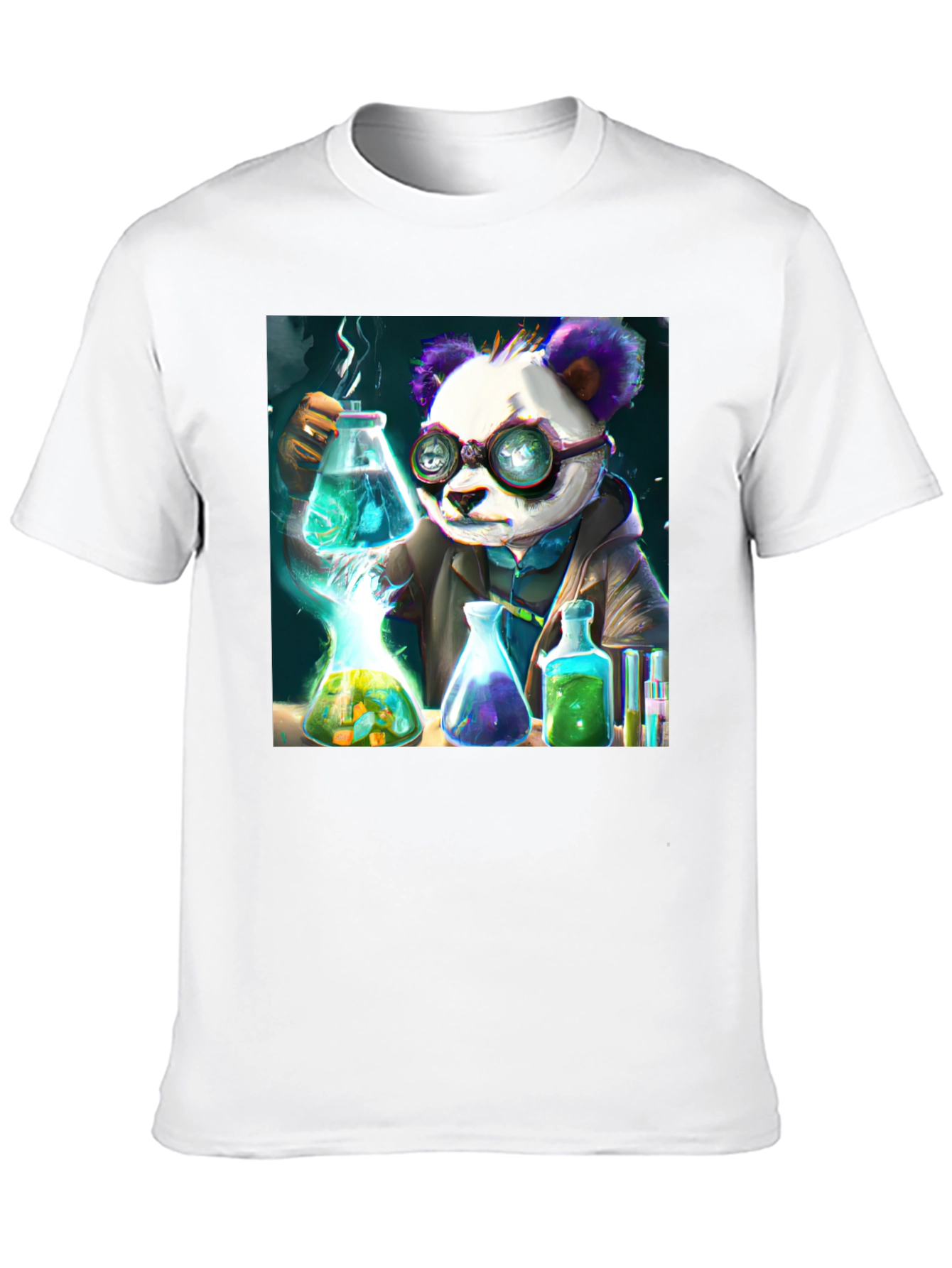 Black Scientist Panda Graphic Tee - Cool Black T-Shirt view 10