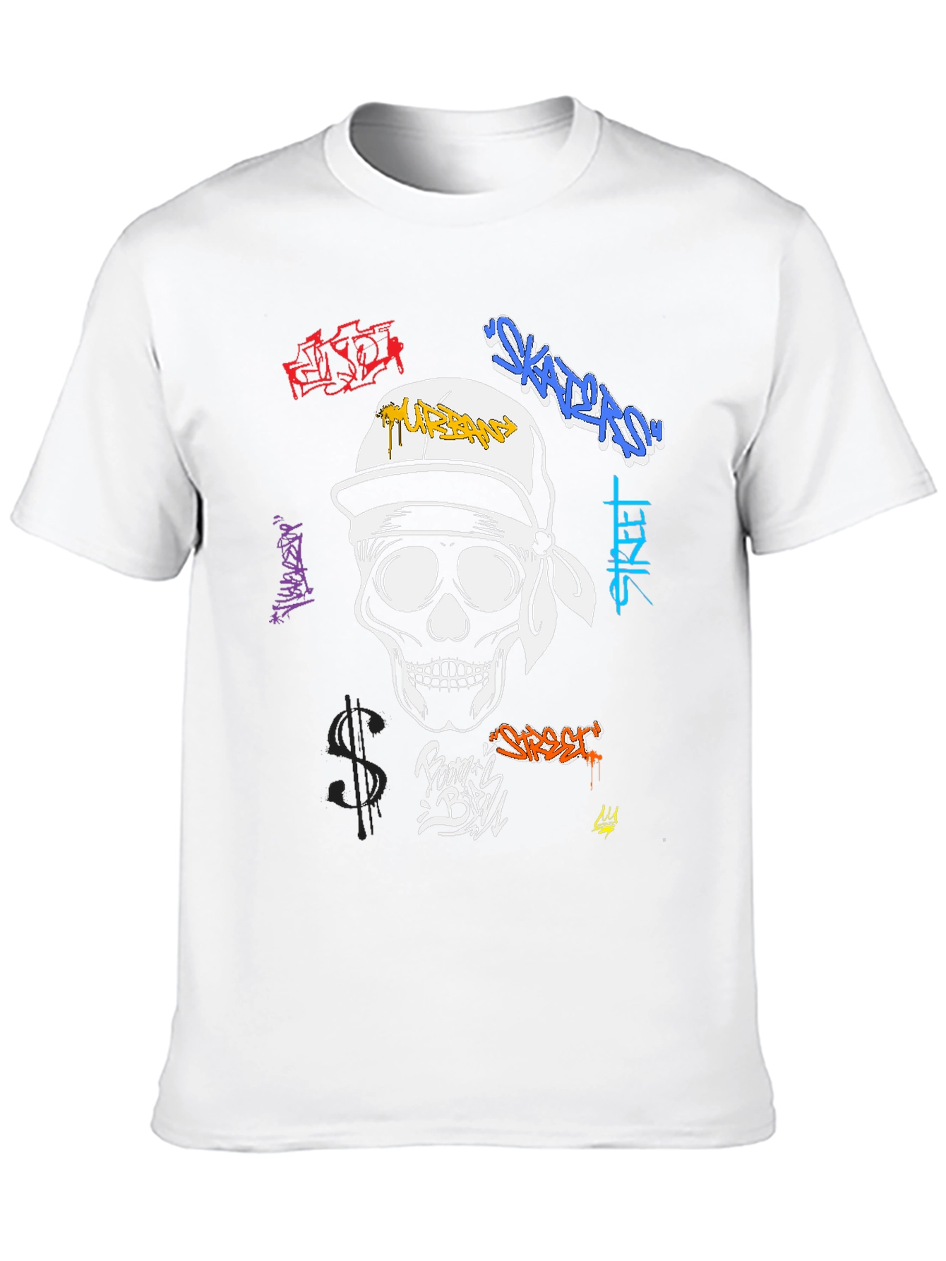 Black Urban Skull Graffiti T-Shirt - Streetwear Fashion view 10