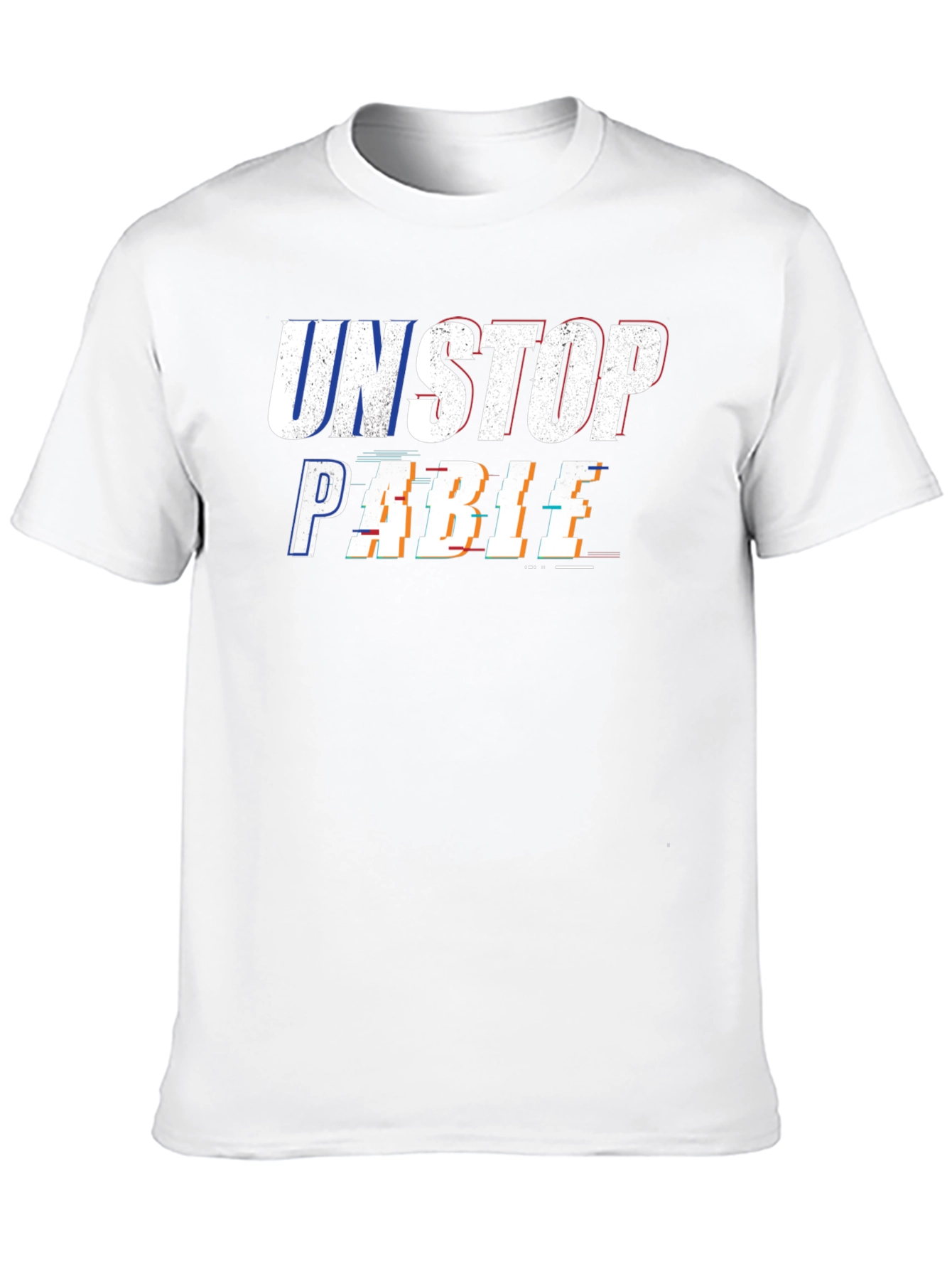 Black Unstopable Glitch Style Black T-Shirt view 10