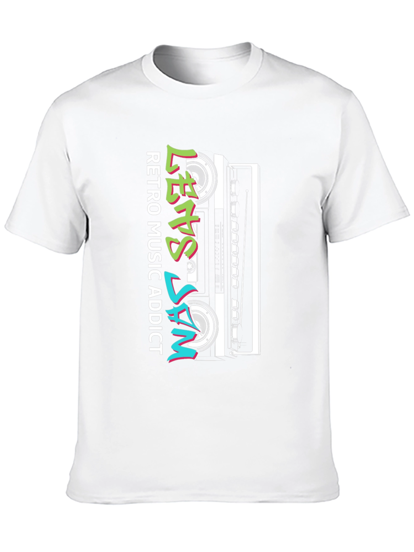 Black Retro Music Addict Cassette T-Shirt view 10