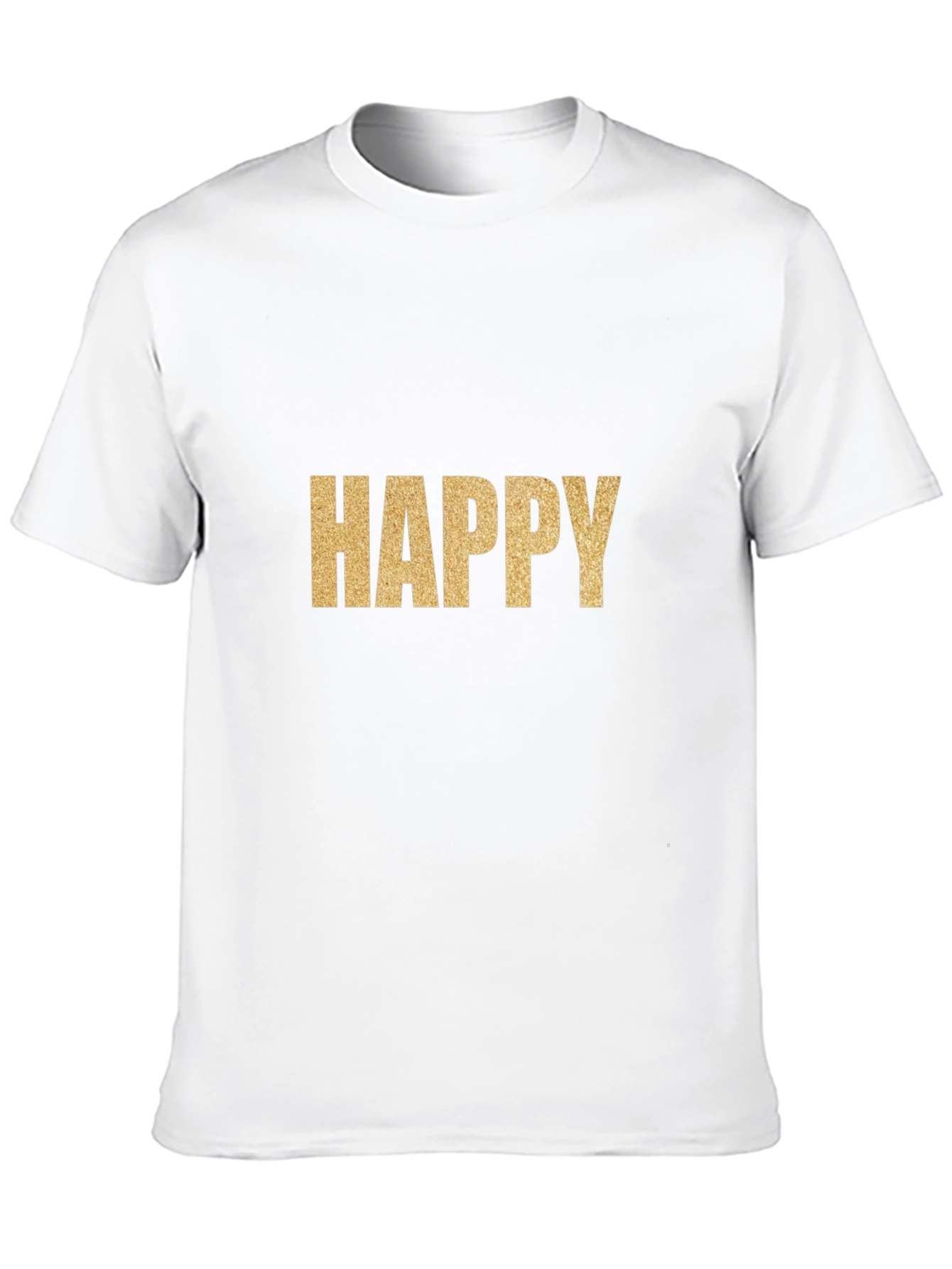 Black Happy Gold Graphic T-Shirt - Classic Crew Neck Tee view 10