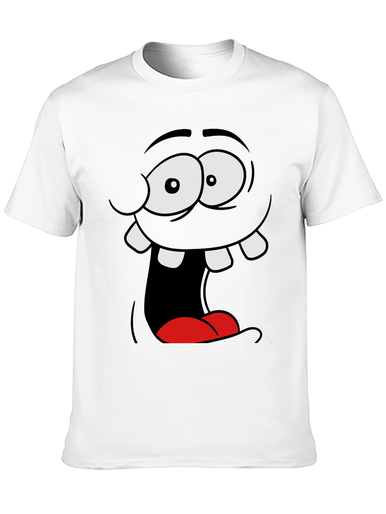 Black Funny Cartoon Face Black Graphic Tee view 10