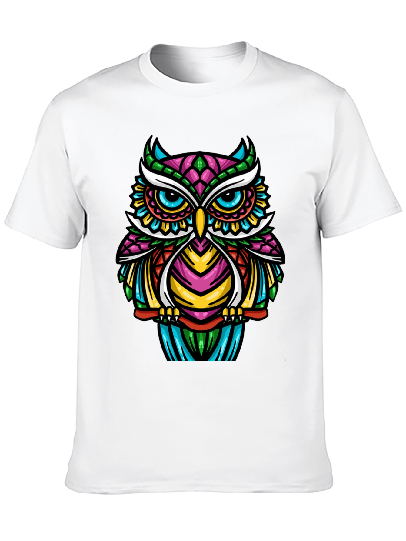 Black Colorful Owl Graphic T-Shirt - Unique Design view 10