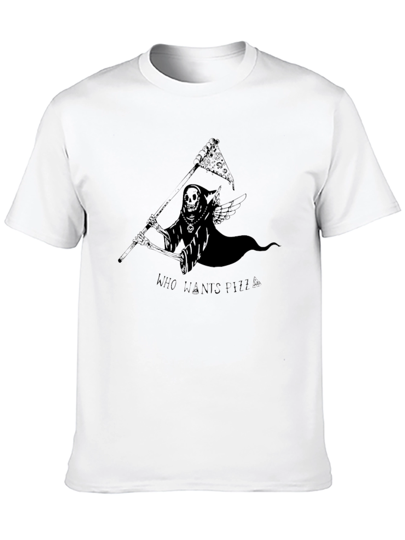 Black Grim Reaper Pizza T-Shirt - Who Wants Pizza? view 10