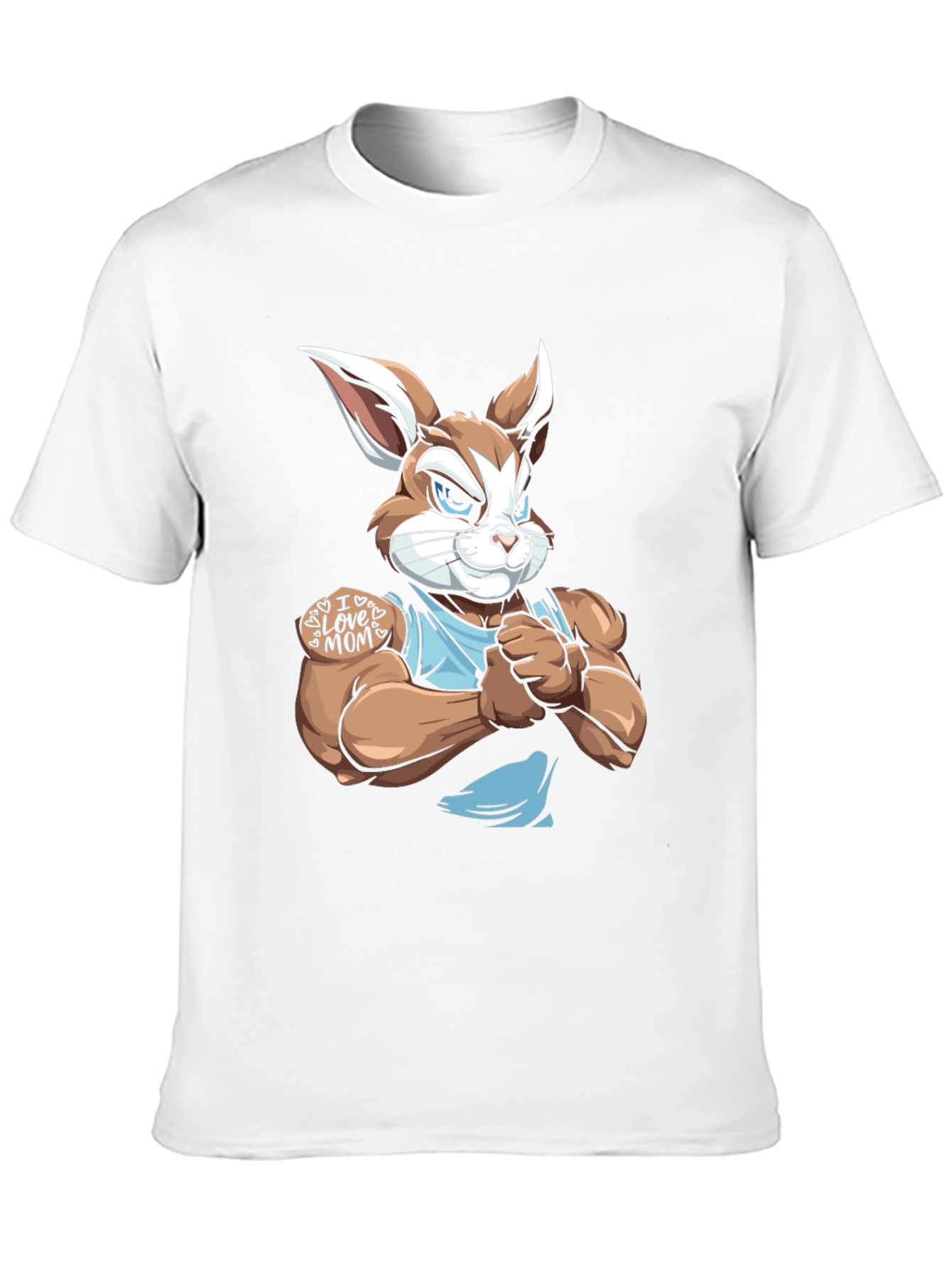 Black Muscular Bunny T-Shirt - I Love Mom view 10