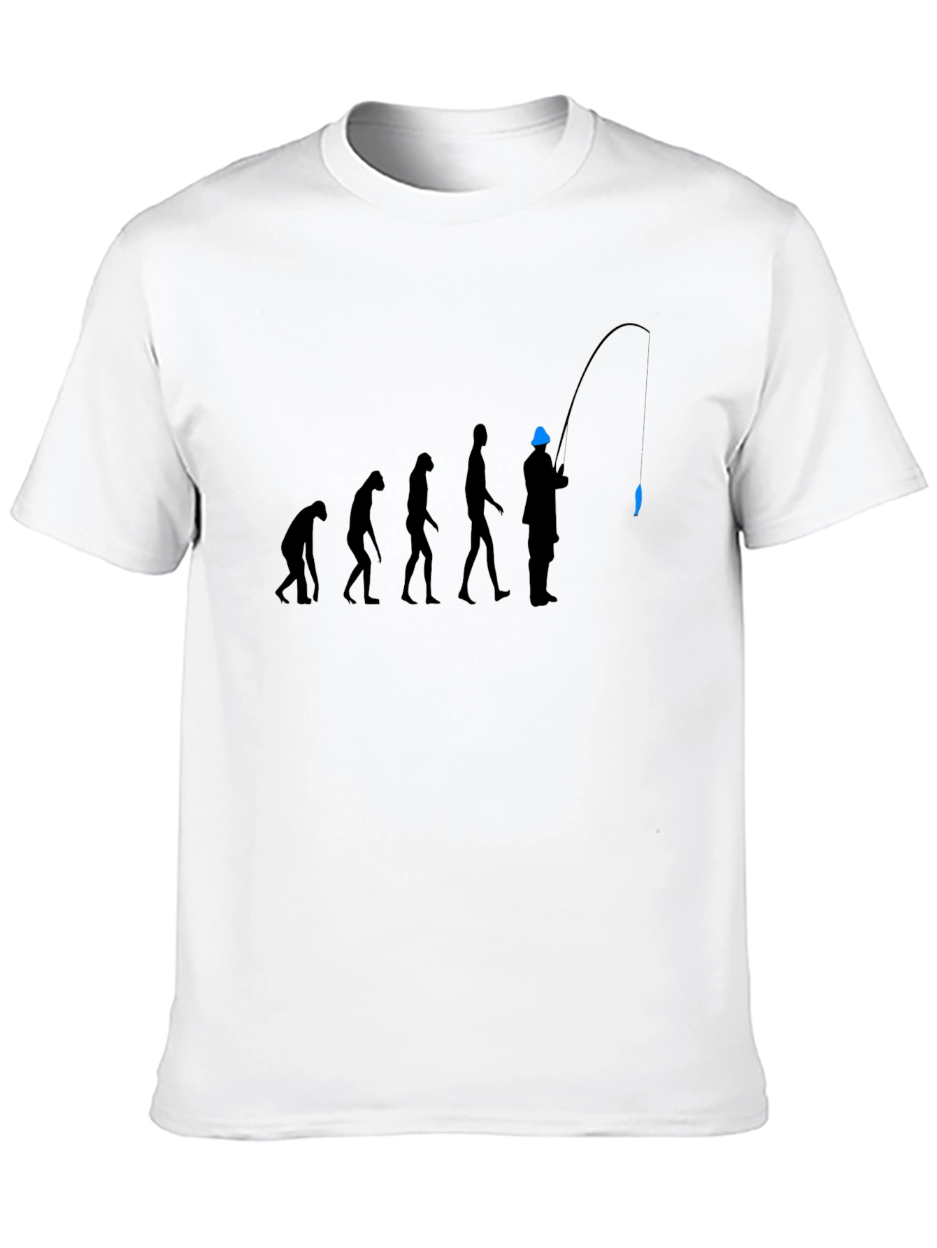 Black Evolution of Fishing T-Shirt - Black, Graphic Tee view 10