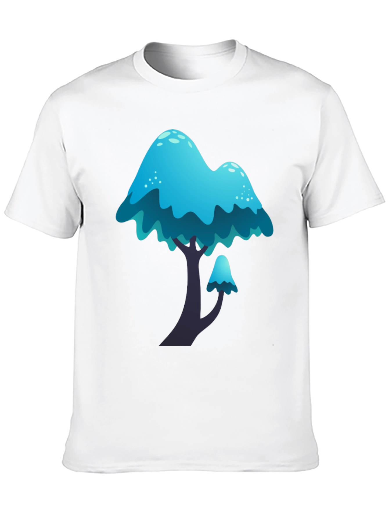 Black Blue Mushroom Graphic Tee - Funky Casual Wear view 10