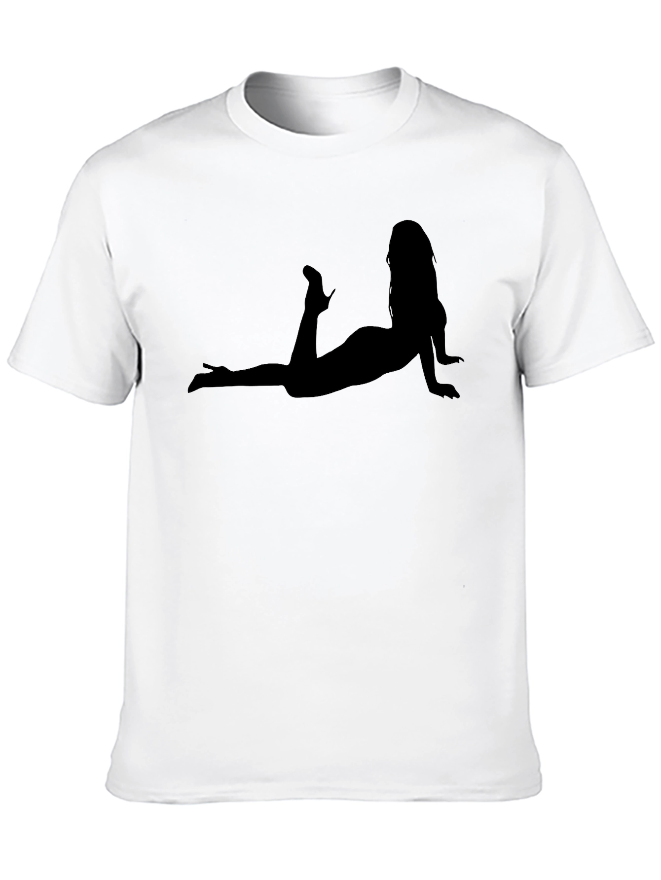 Black Silhouette Woman Tee - Classic Black Cotton T-Shirt view 10