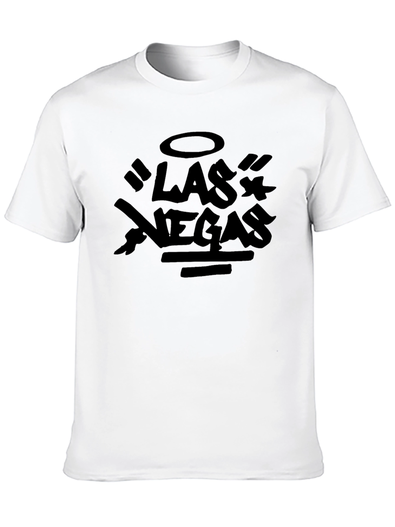 Black Las Vegas Graphic Print Crew Neck T-Shirt view 10