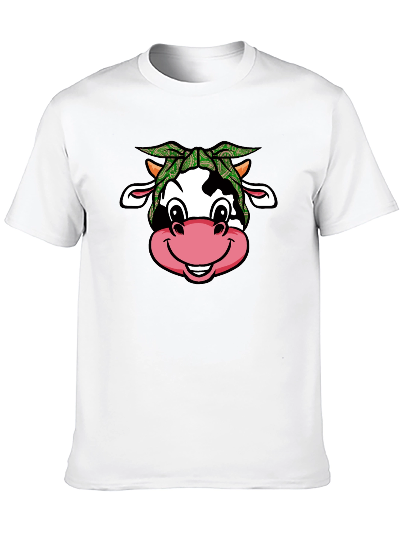Black Cow Bandana T-Shirt - Cute Animal Graphic Tee view 10