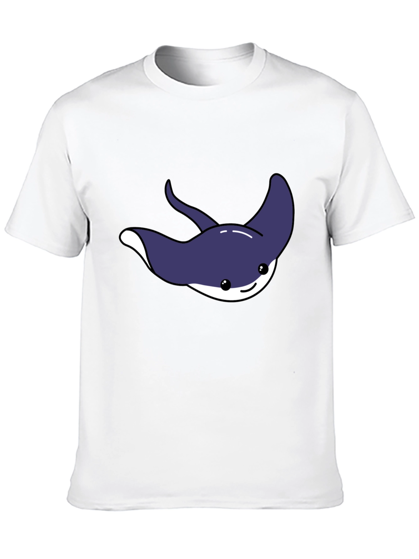 Black Cute Cartoon Stingray Graphic Tee view 10