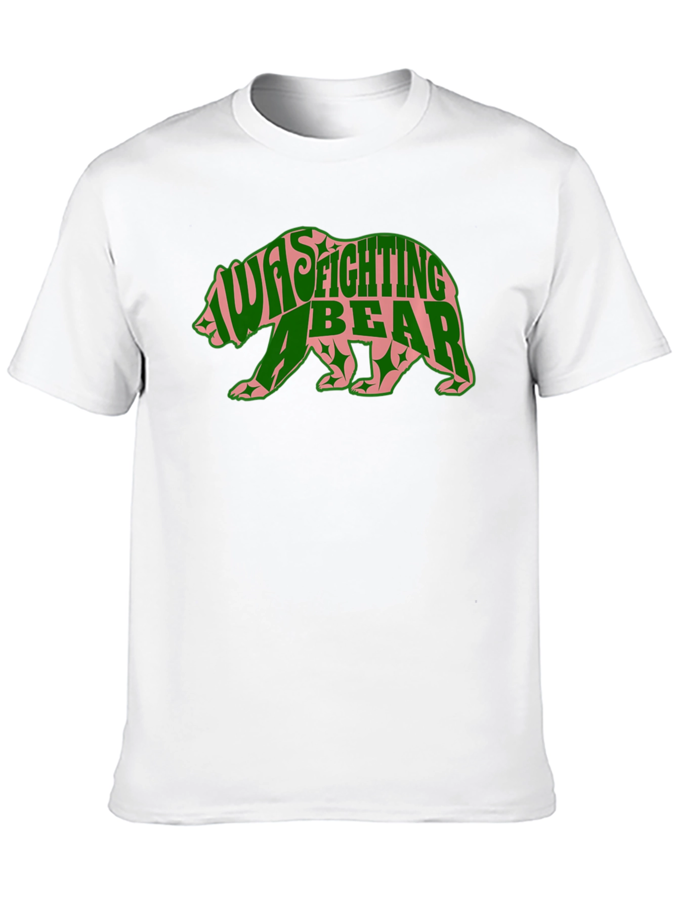 Black I Was Fighting a Bear Graphic Tee - Novelty Animal T-Shirt view 10