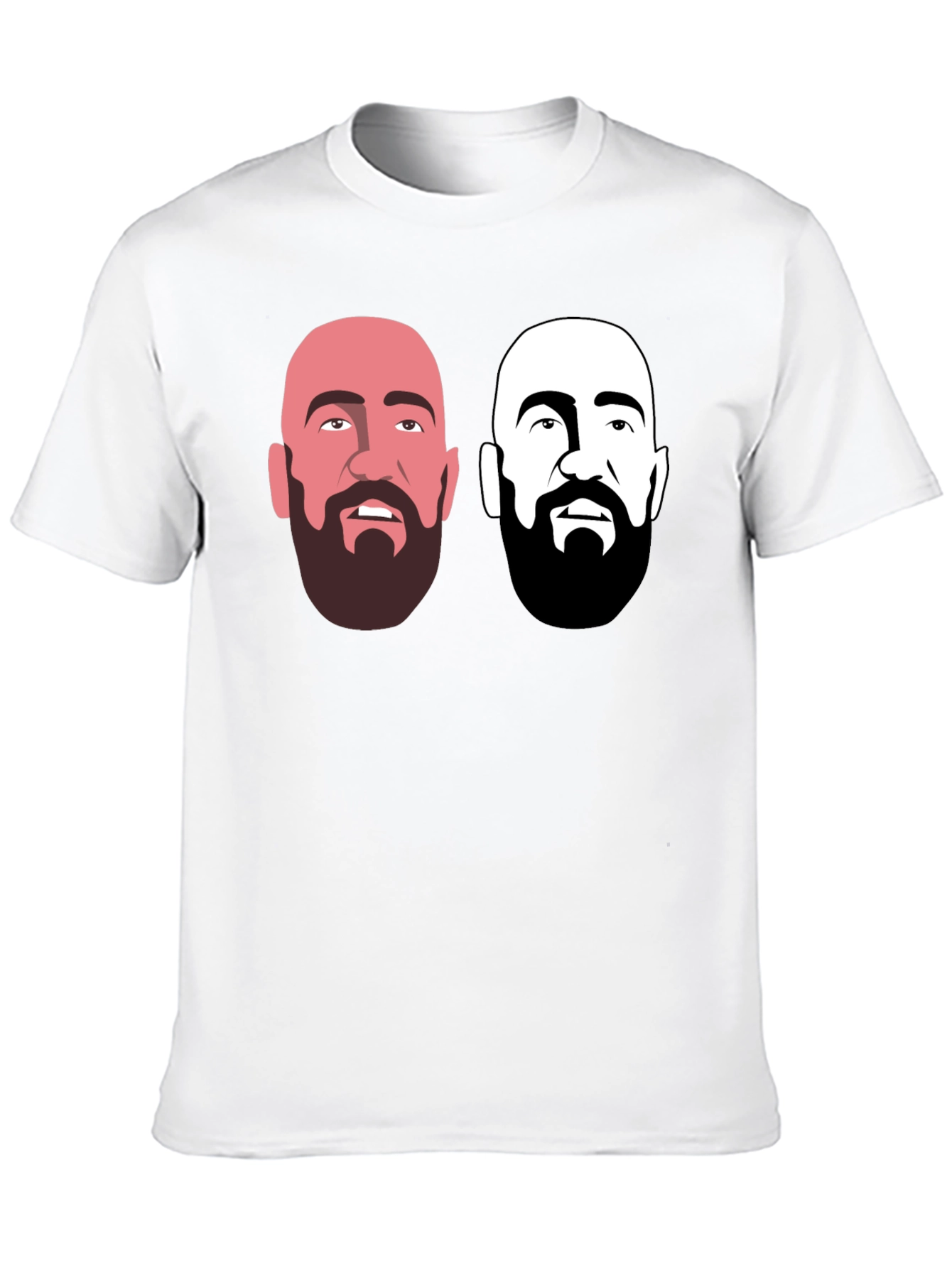 Black Men's Black Graphic T-Shirt - Bearded Faces Design view 10