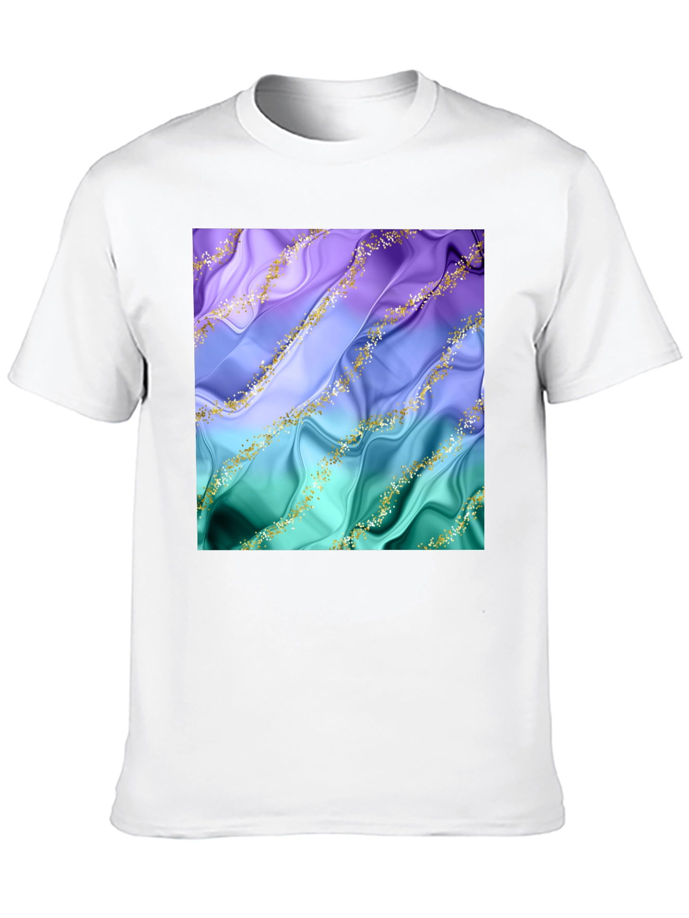 Black Elegant Marble Design Black T-Shirt view 10