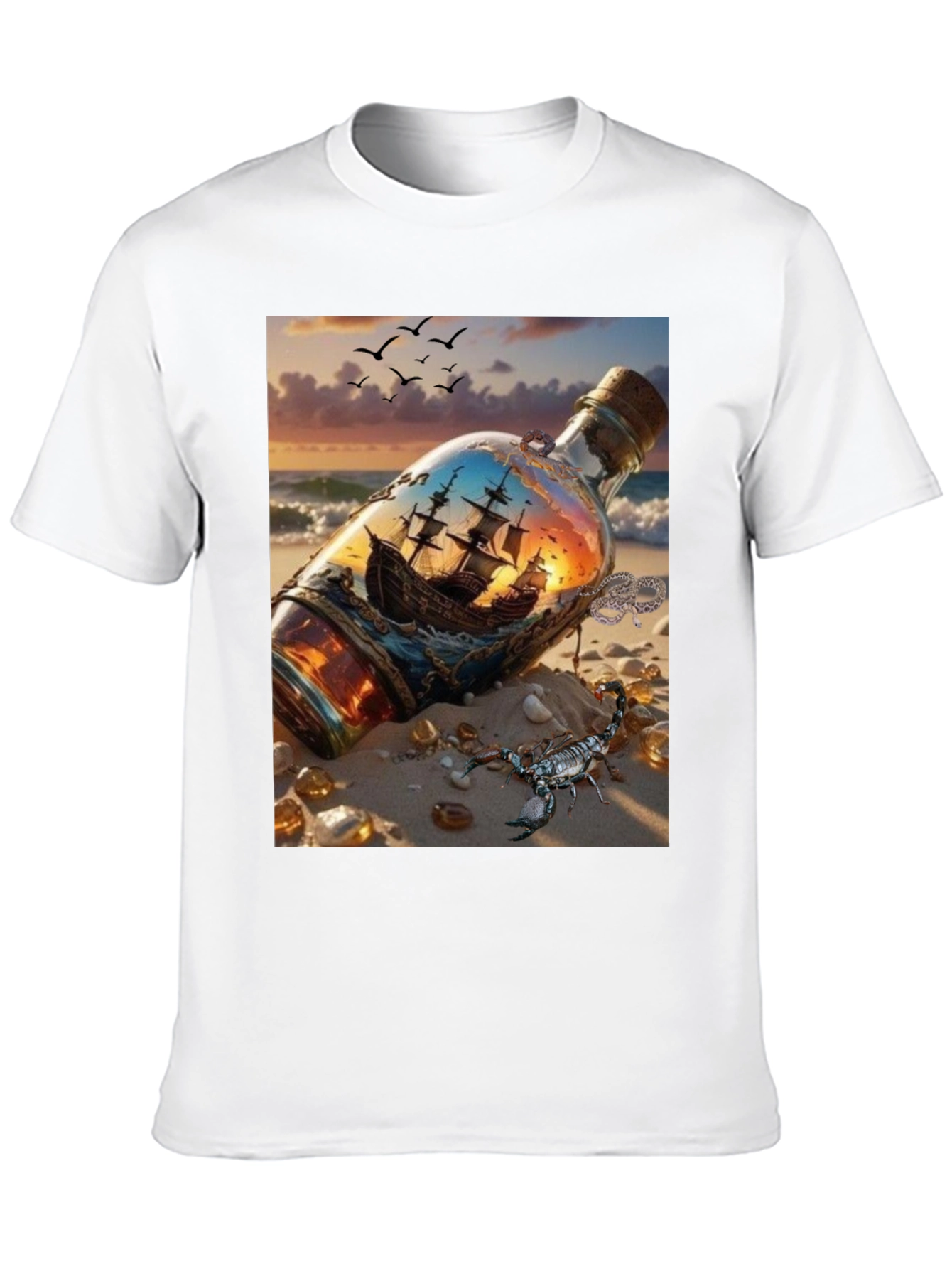 Black Ship in a Bottle Graphic Tee view 10