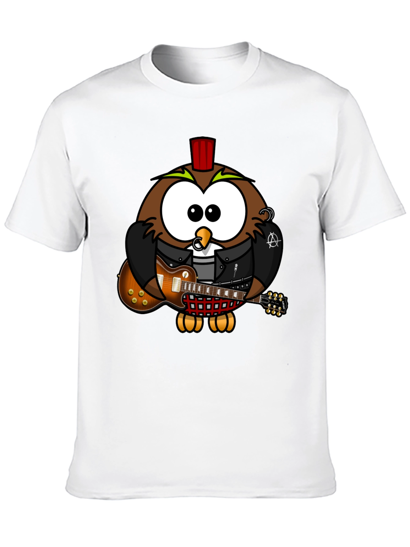 Black Cool Owl Guitarist Graphic T-Shirt view 10