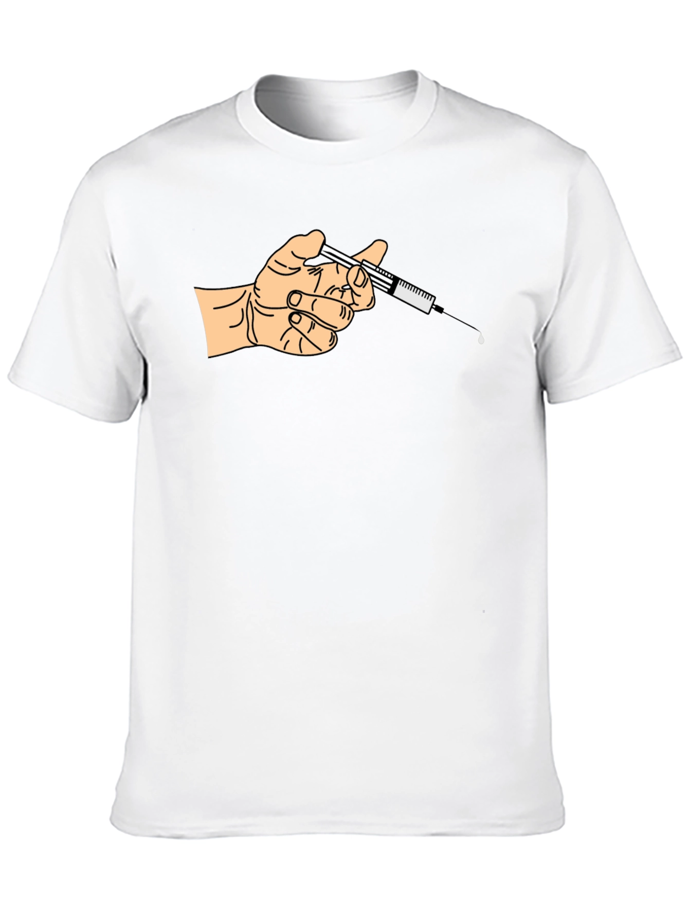 Black Hand Holding Syringe Graphic Tee - Unisex Black T-Shirt view 10