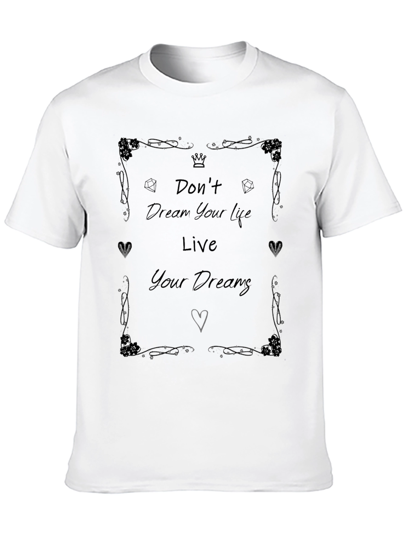 Black Inspirational Graphic T-Shirt - Live Your Dreams view 10