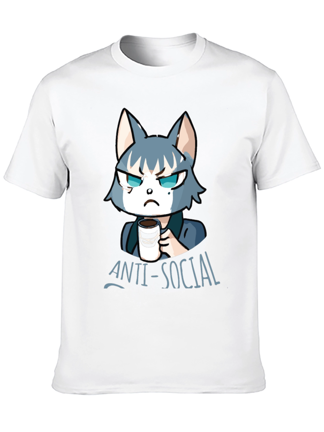 Black Anti-Social Wolf Graphic Tee - Coffee Lover T-Shirt view 10