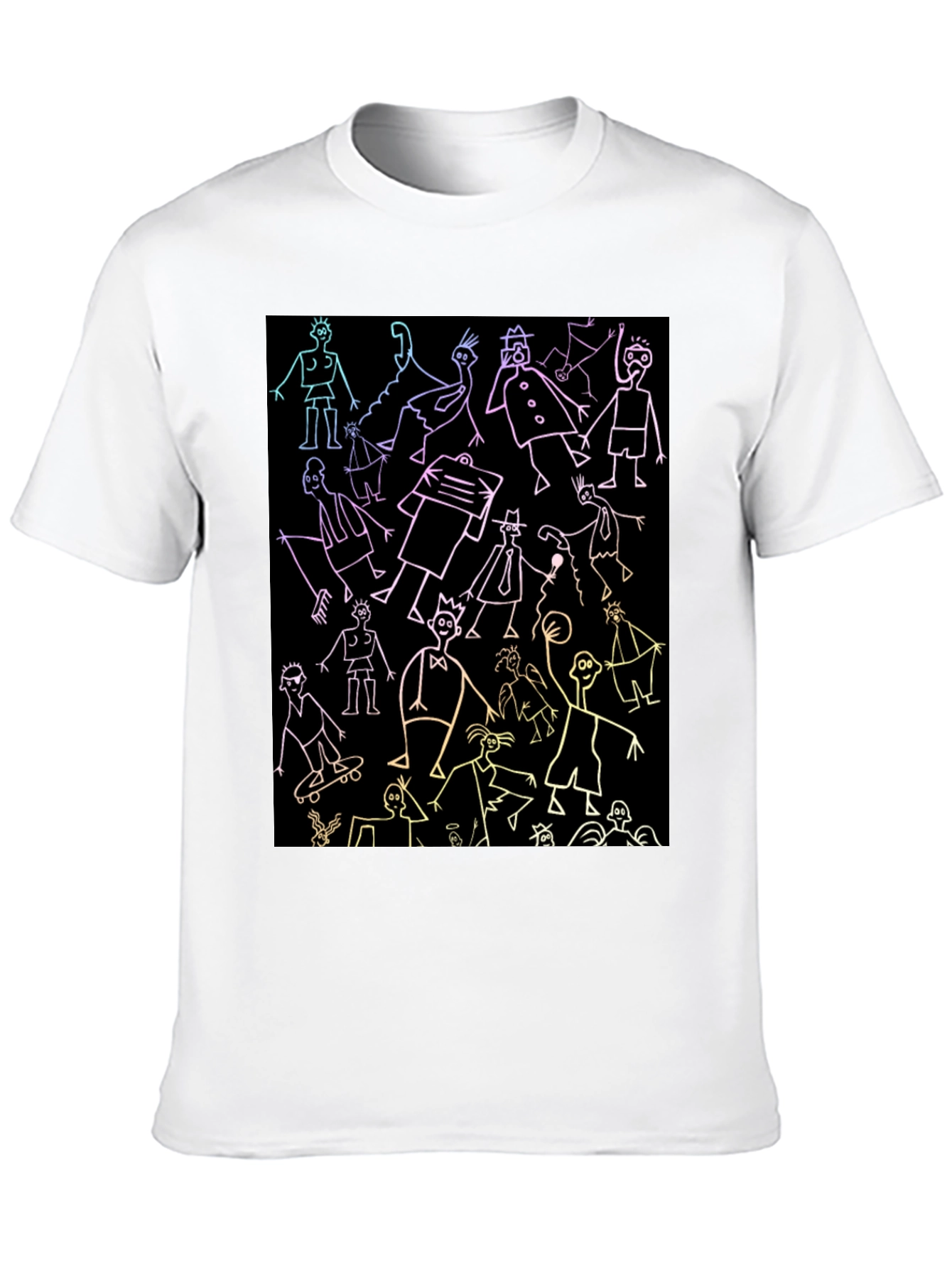 Black Doodle People Graphic Black T-Shirt view 10