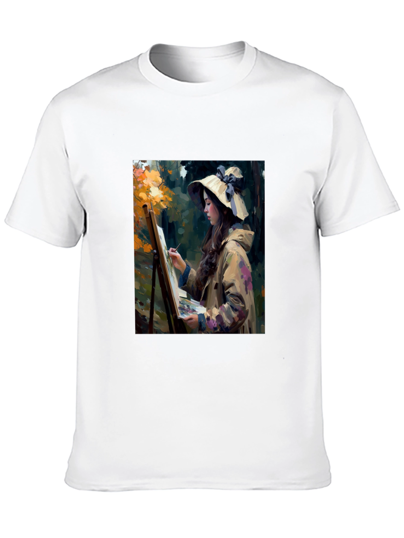 Black Artistic Woman Painting Scene Graphic T-Shirt view 10