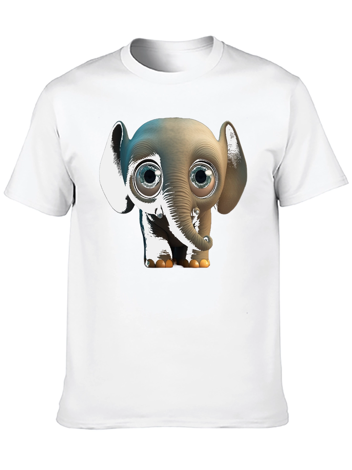 Black Cute Cartoon Elephant Graphic Tee - Black Cotton Comfort view 10