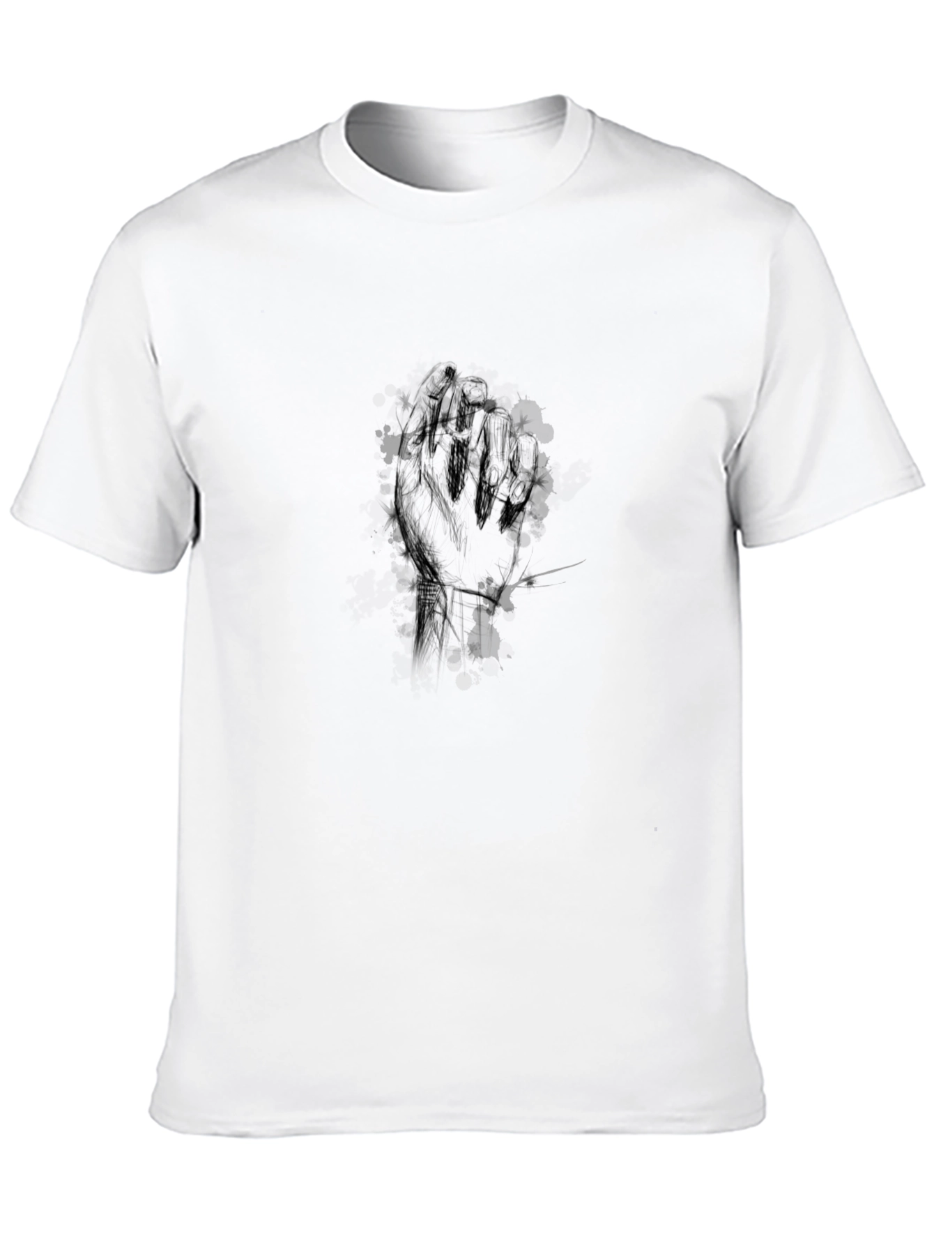 Black Men's Black Graphic Tee - Abstract Hand Print view 10