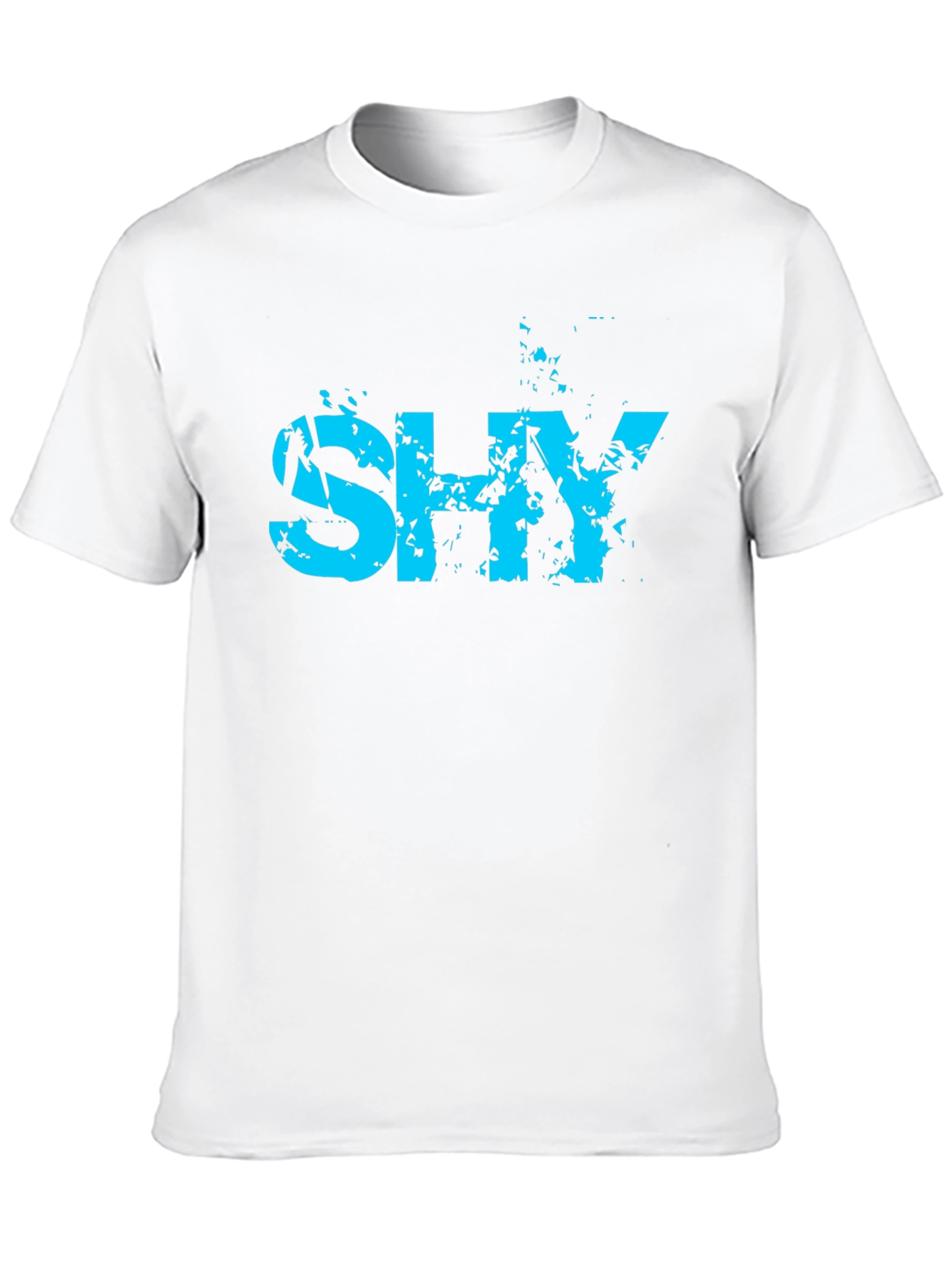 Black Men's "Shy" Graphic T-Shirt - Edgy Blue Print view 10