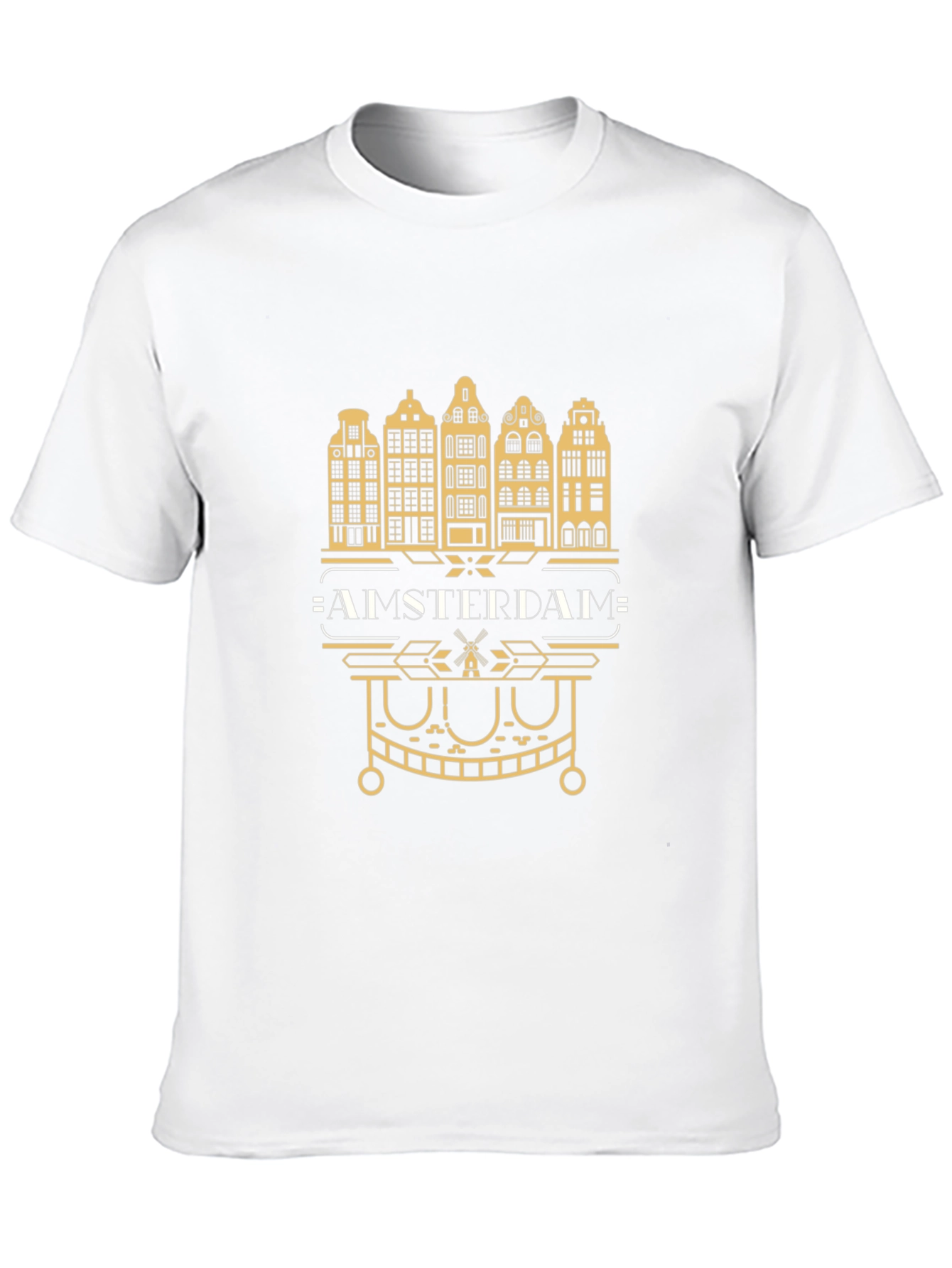 Black Amsterdam Cityscape Graphic Tee - Black Cotton T-Shirt view 10