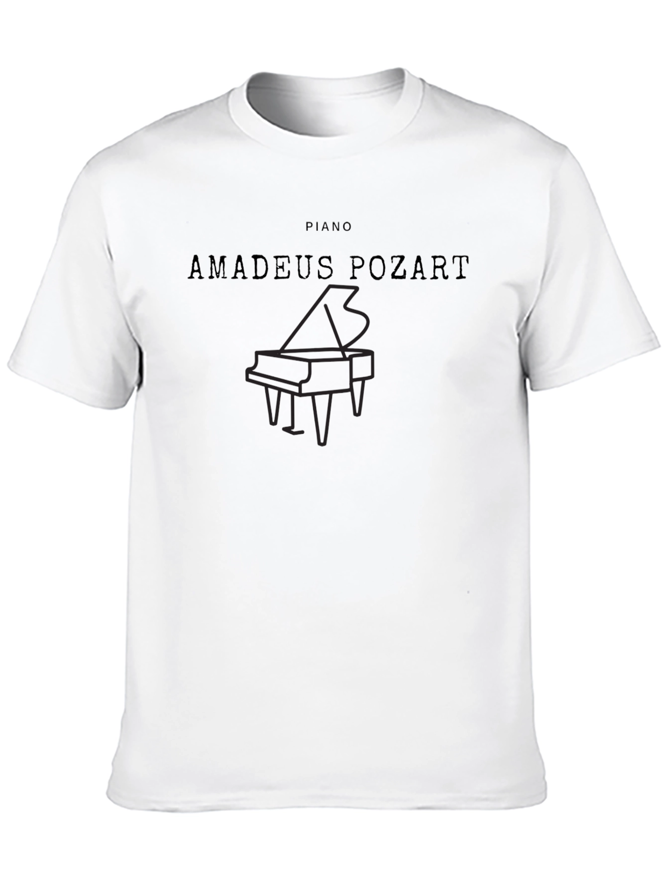 Black Amadeus Pozart Piano Black T-Shirt view 10