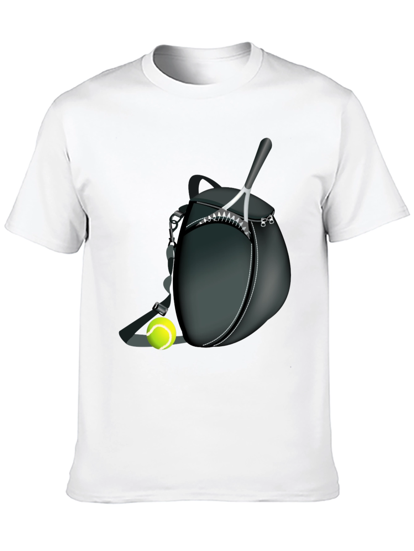 Black Tennis Racket & Ball Graphic Tee - Sporty Casual Style view 10