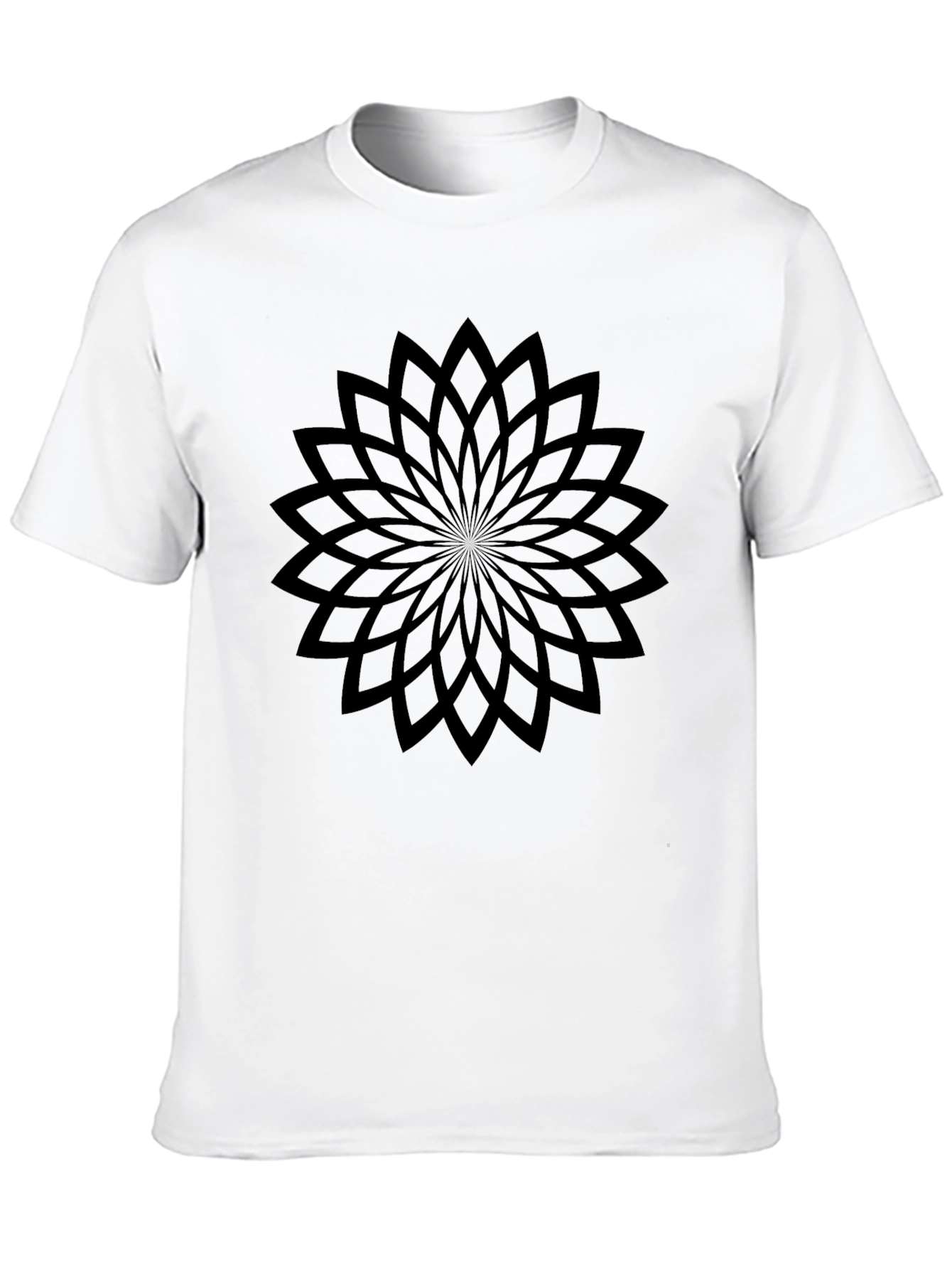 Black Geometric Flower Black T-Shirt view 10