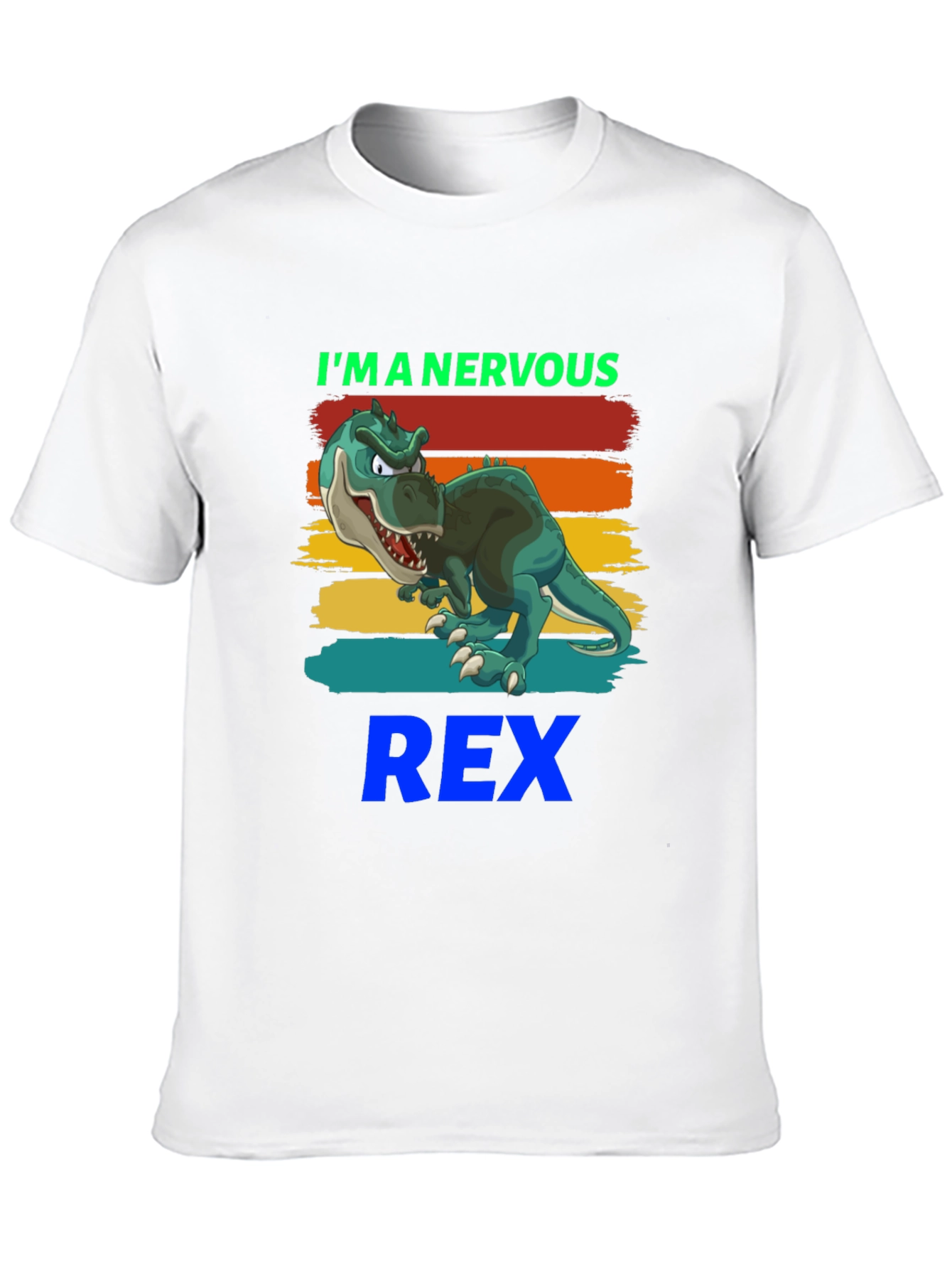 Black Nervous Rex T-Shirt - Cartoon Dinosaur Tee view 10