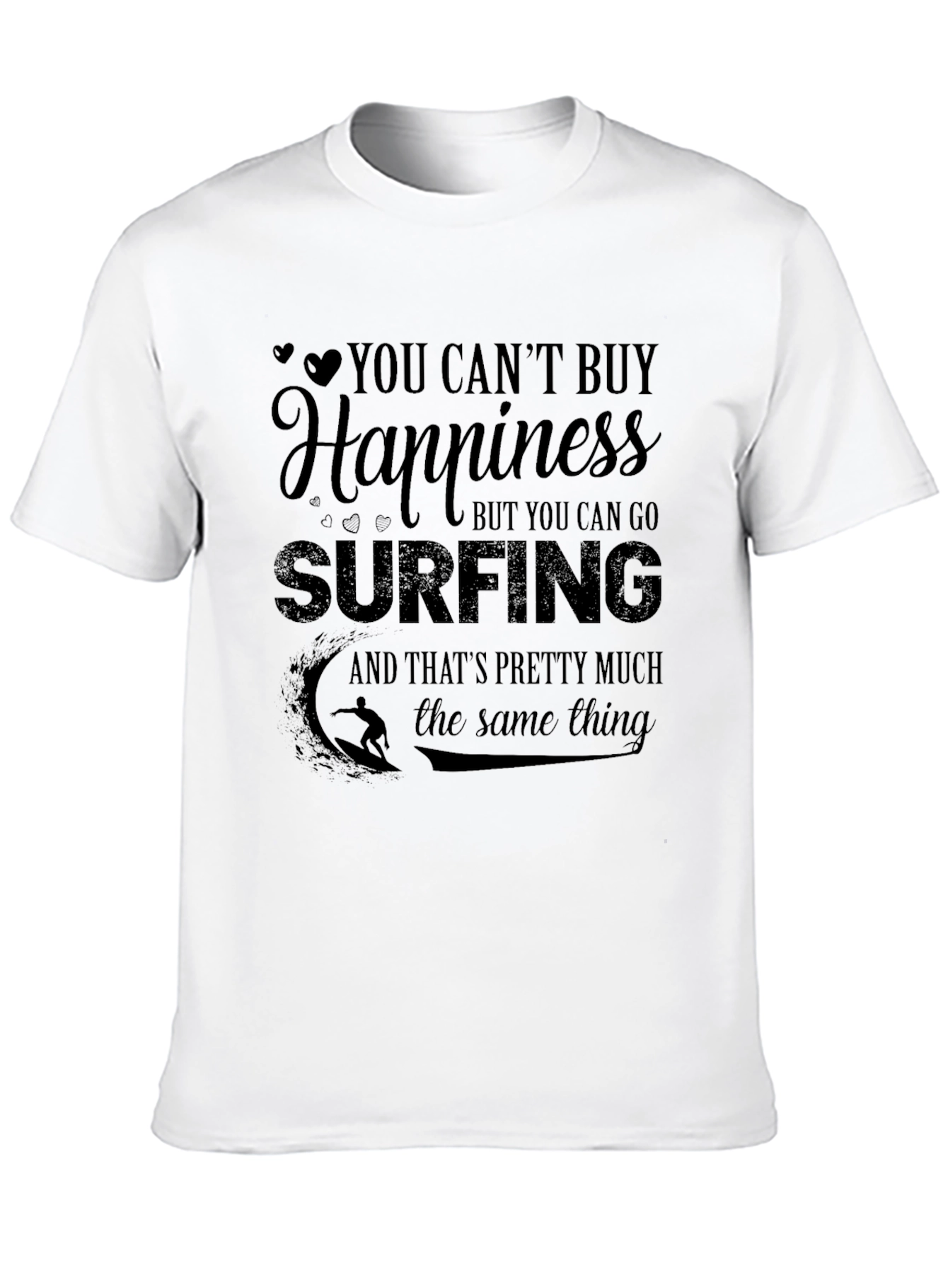 Black Surfing Happiness Black T-Shirt view 10