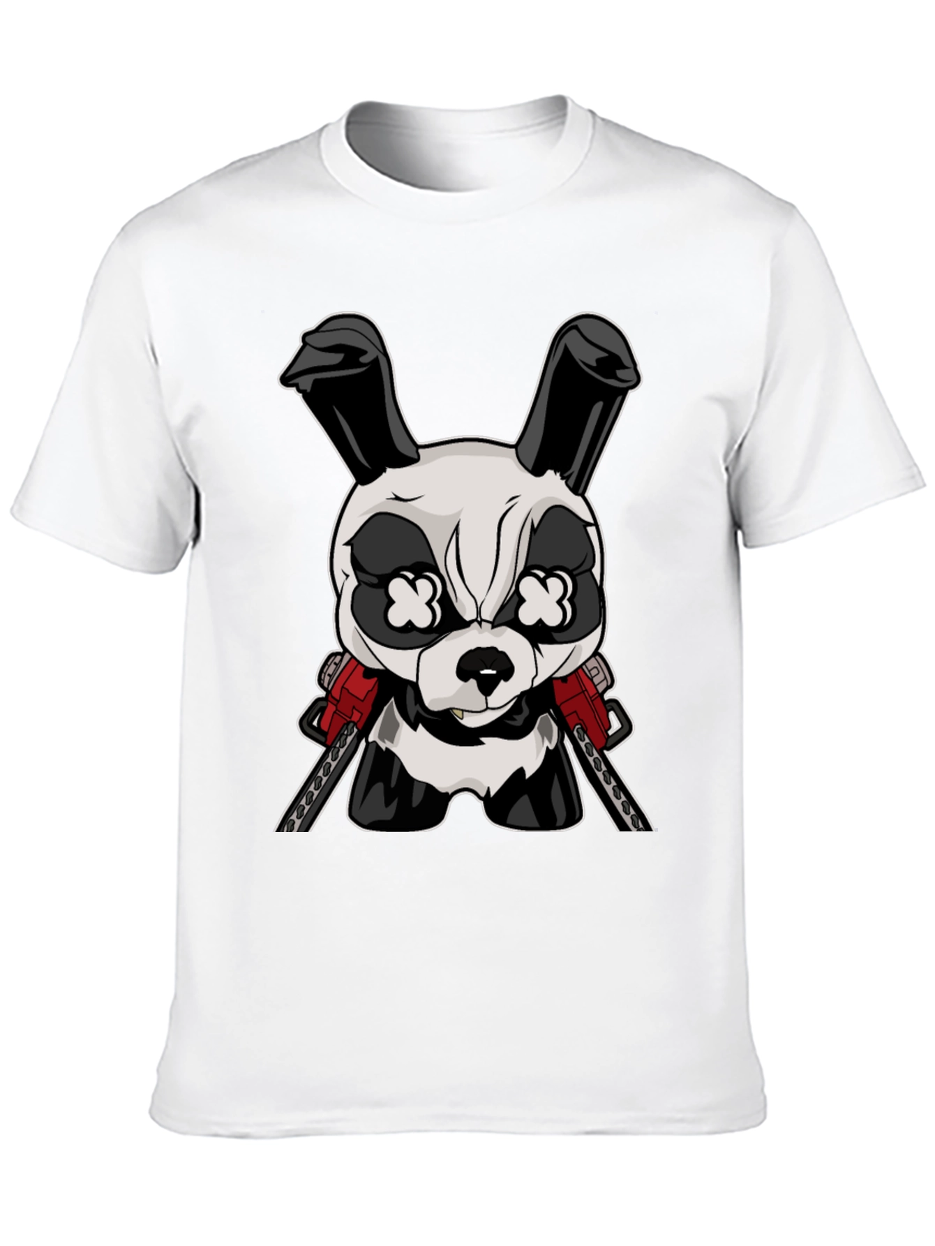 Black Cartoon Rabbit Chainsaw T-Shirt view 10