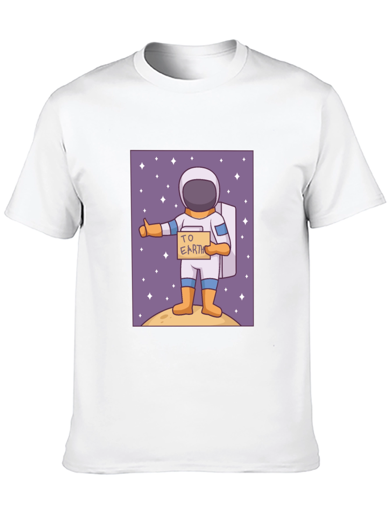 Black Astronaut Hitchhiking T-Shirt - To Earth Cartoon Tee view 10