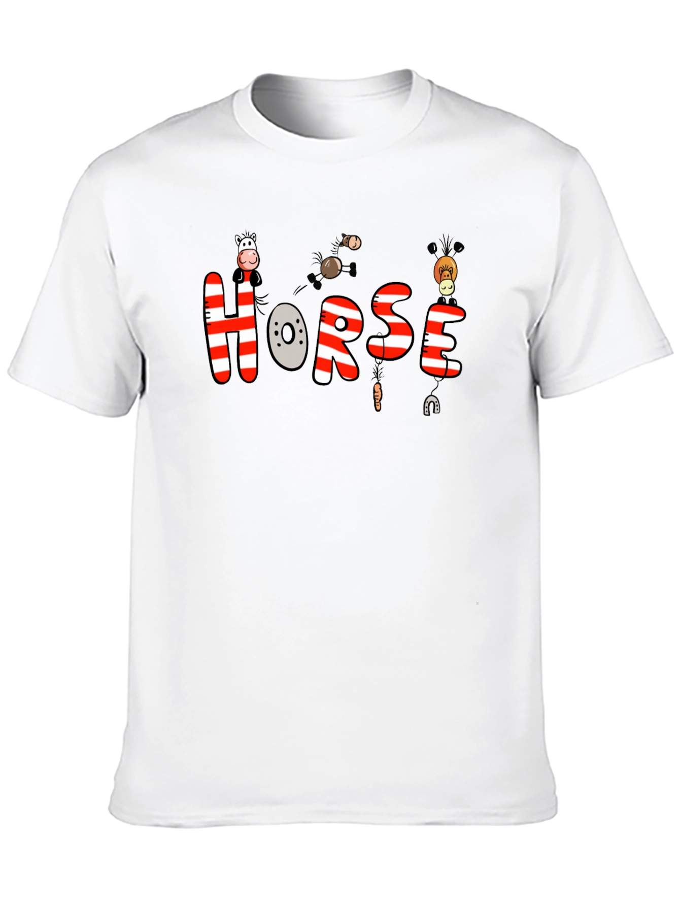 Black Cartoon Horse Graphic Tee - Black Cotton T-Shirt view 10